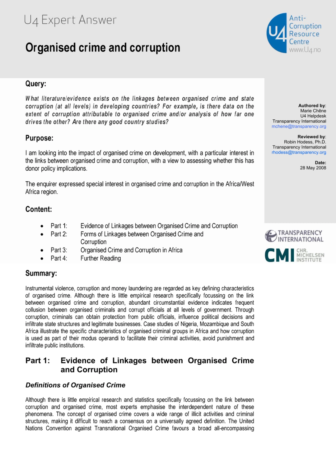 Organised crime and corruption