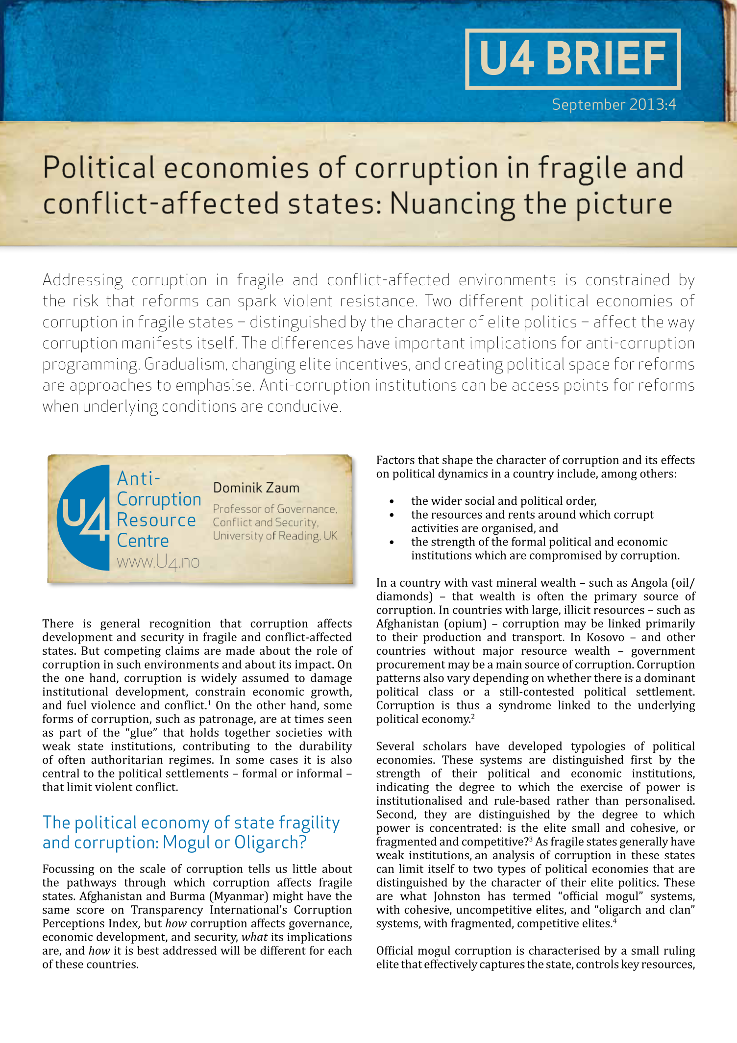 Political economies of corruption in fragile and conflict-affected states: Nuancing the picture
