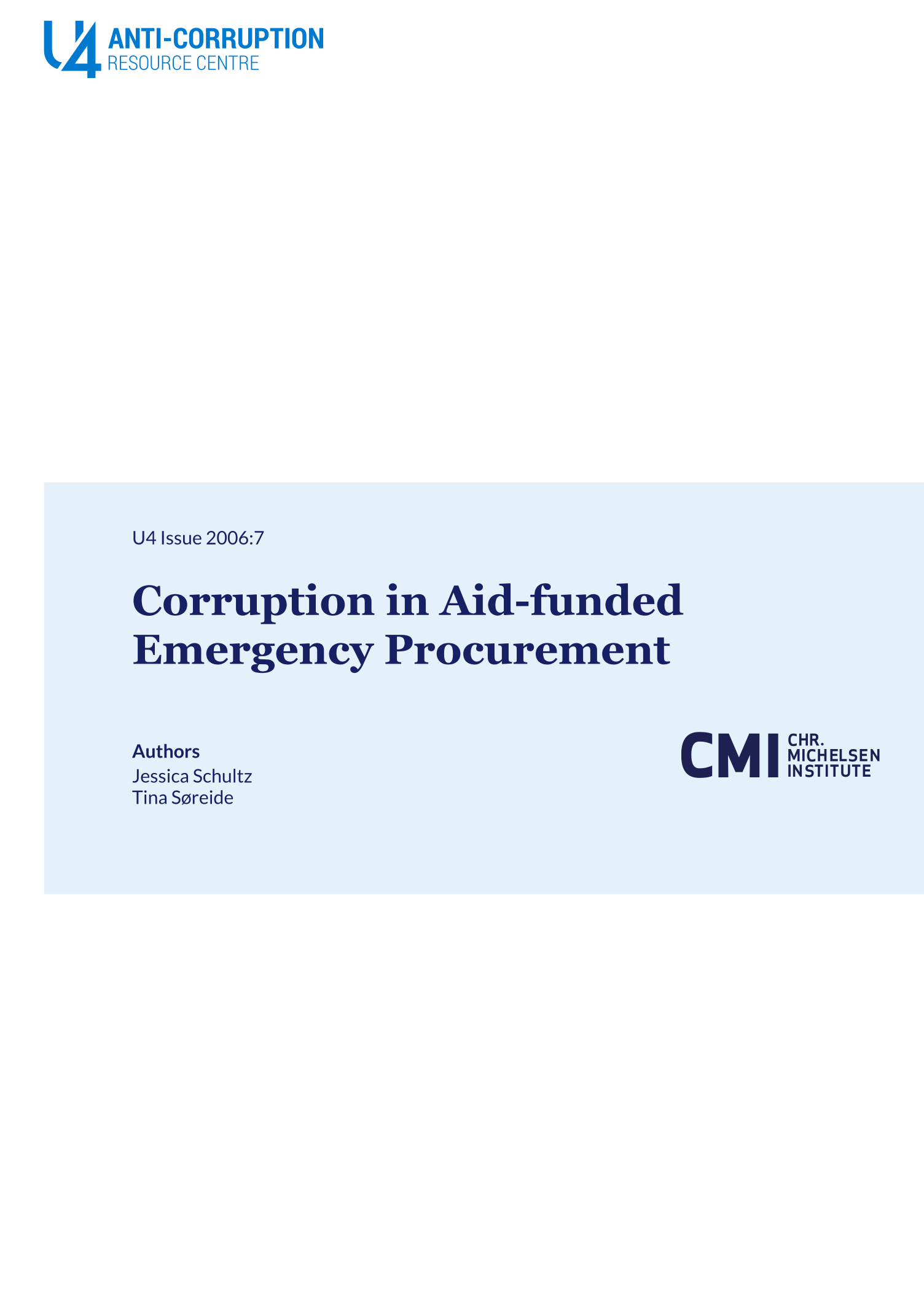 Corruption in Aid-funded Emergency Procurement
