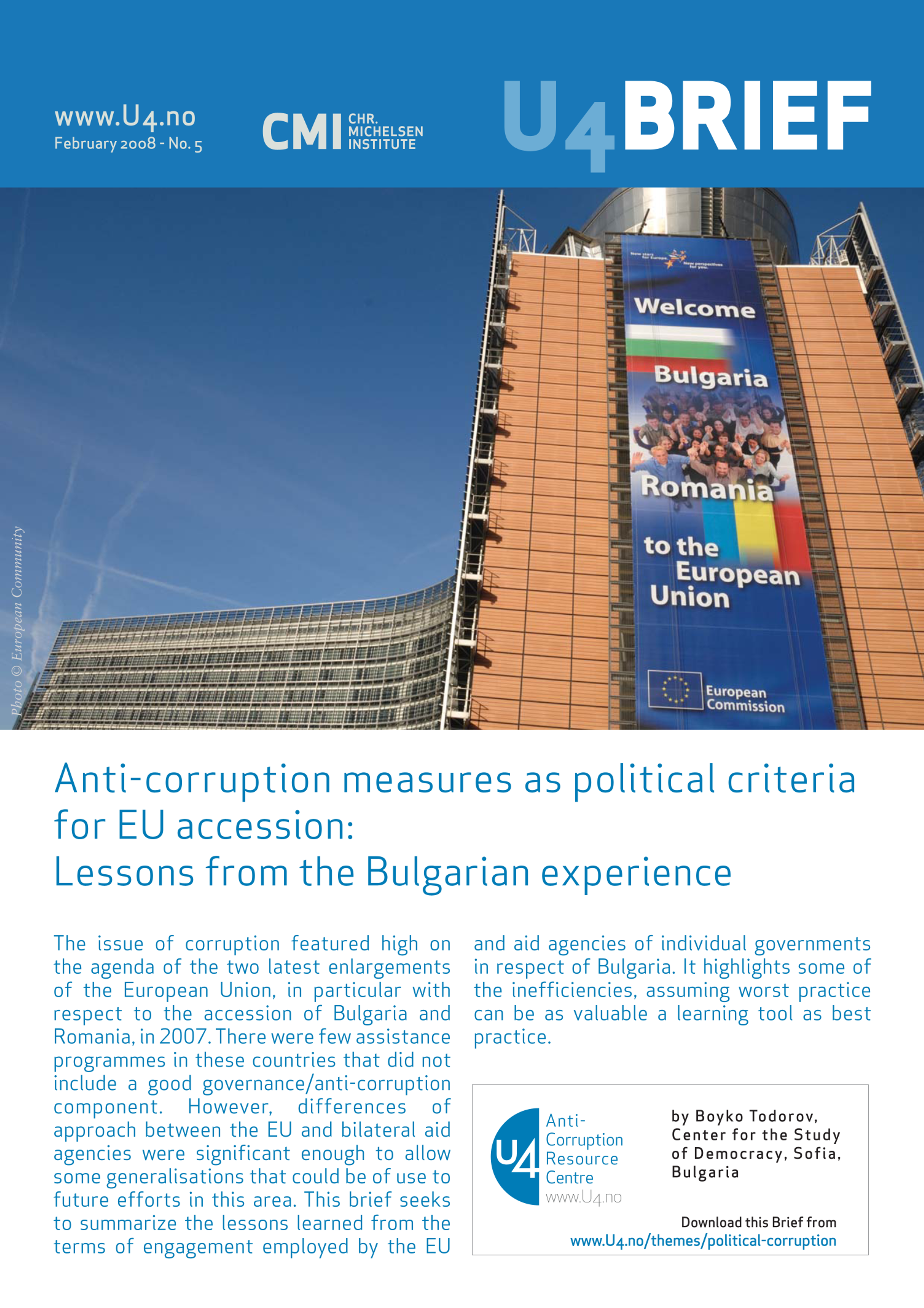 Anti-corruption measures as political criteria for EU accession: Lessons from the Bulgarian experience