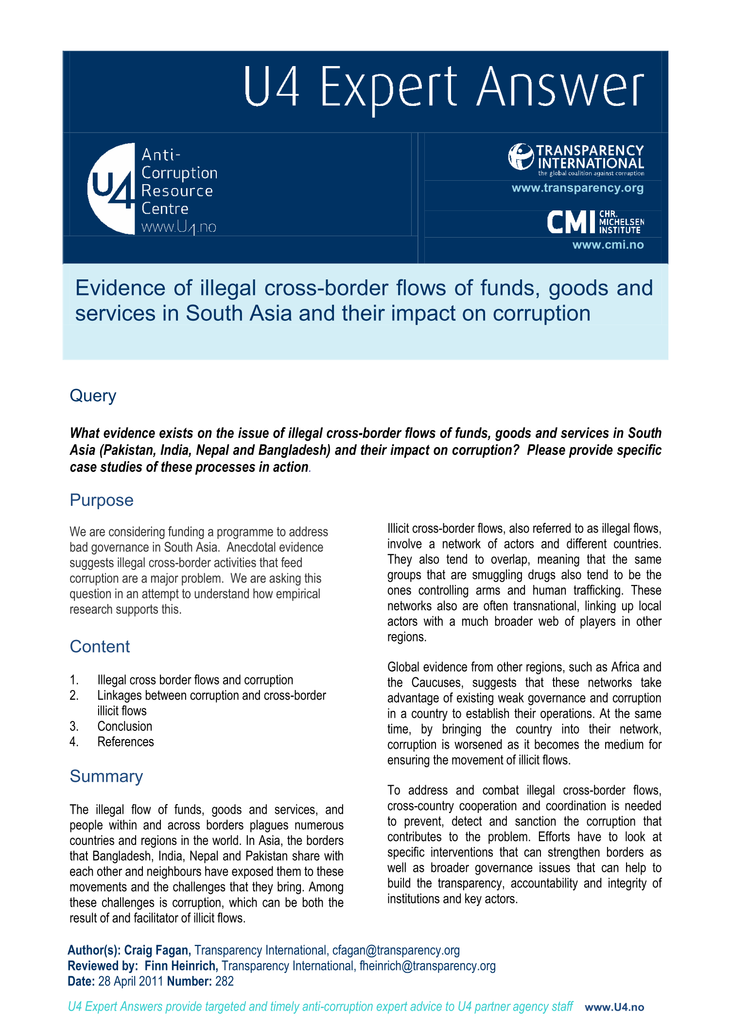 Evidence of illegal cross-border flows in South Asia and their impact on corruption