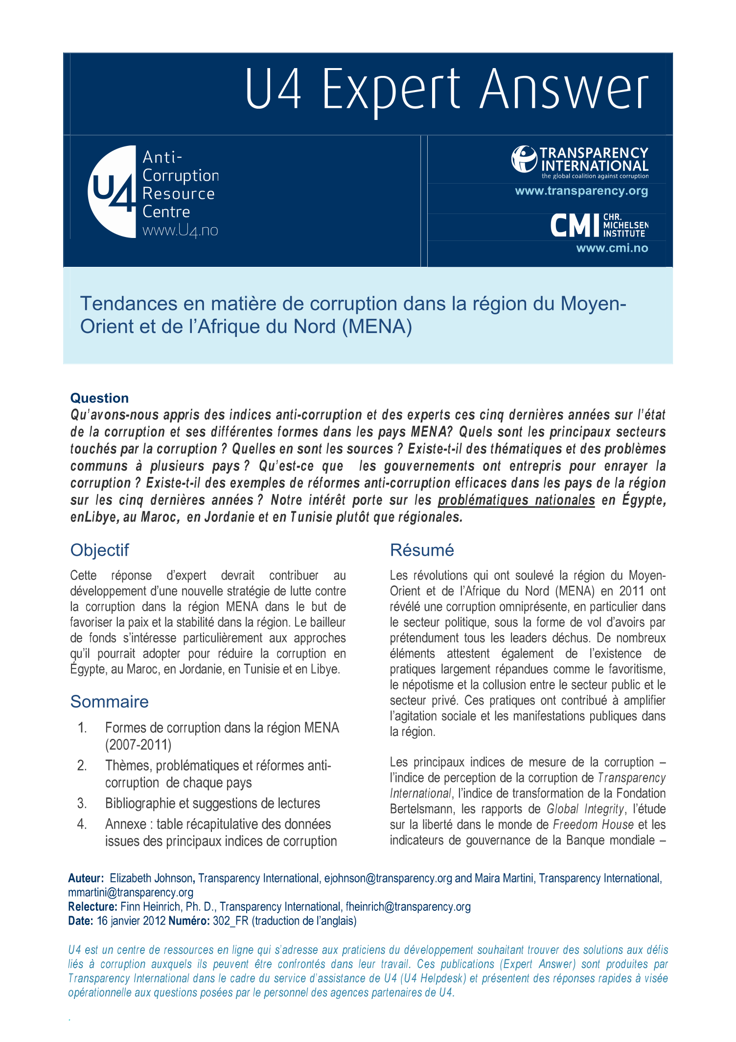 Tendances en matière de corruption dans la région du Moyen-Orient et de l’Afrique du Nord (MENA)