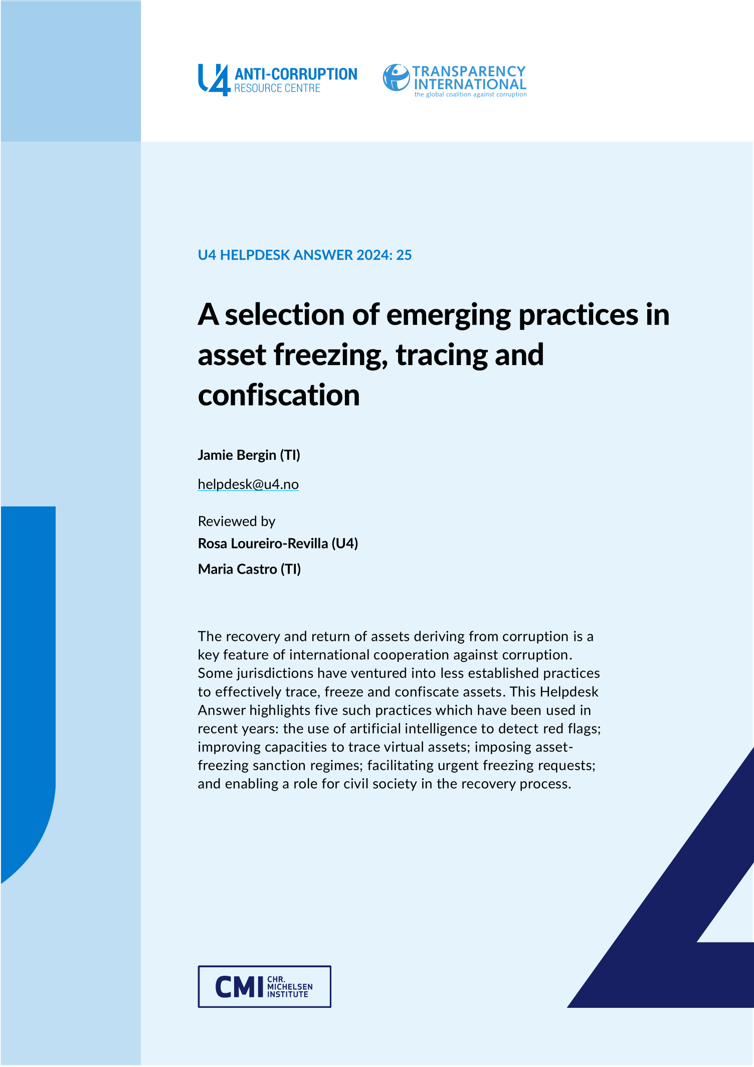 A selection of emerging practices in asset freezing, tracing and confiscation