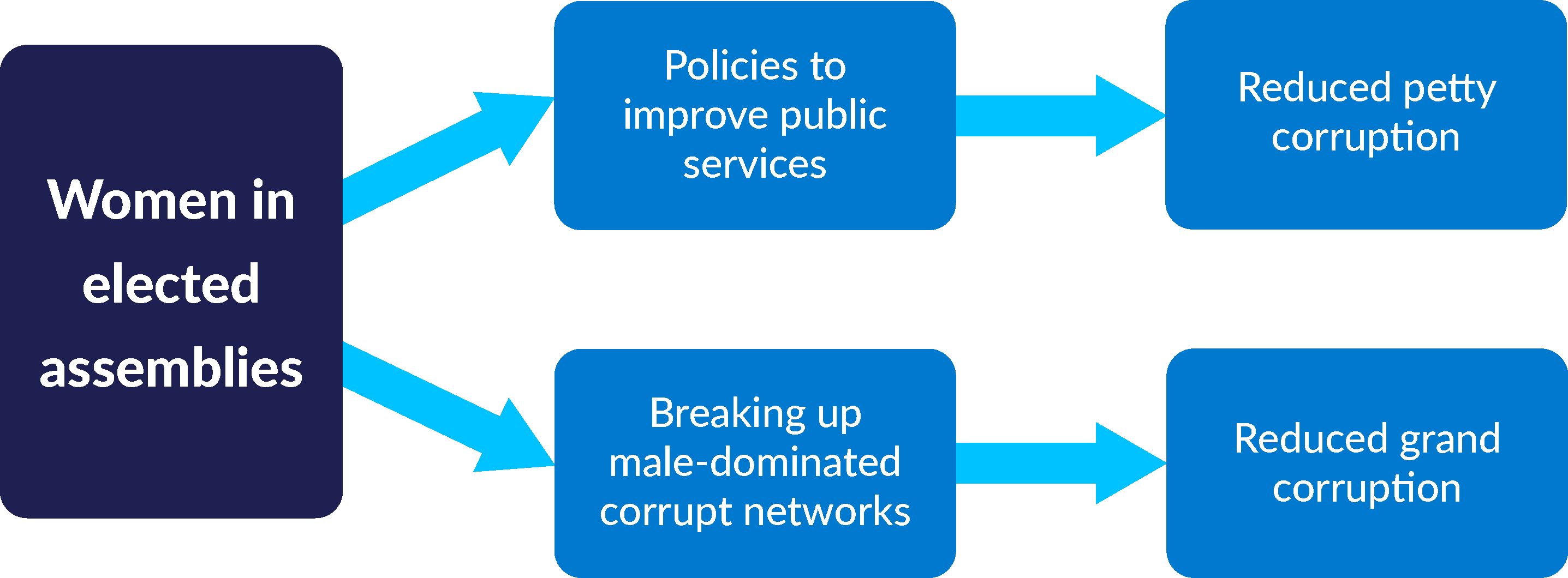 Chart showing how women's representation in elected assemblies reduces corruption