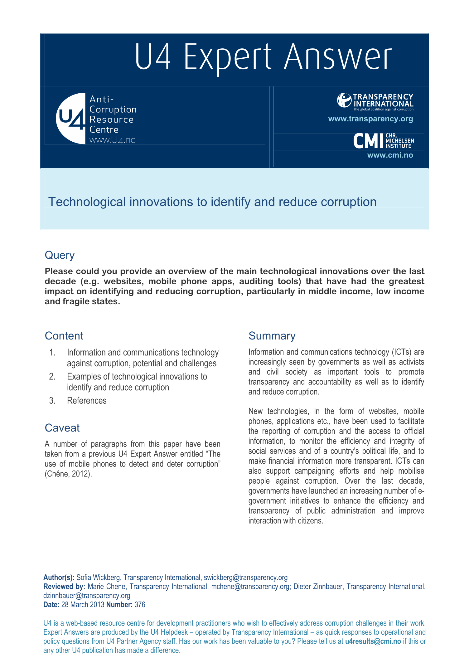 Technological Innovations To Identify And Reduce Corruption