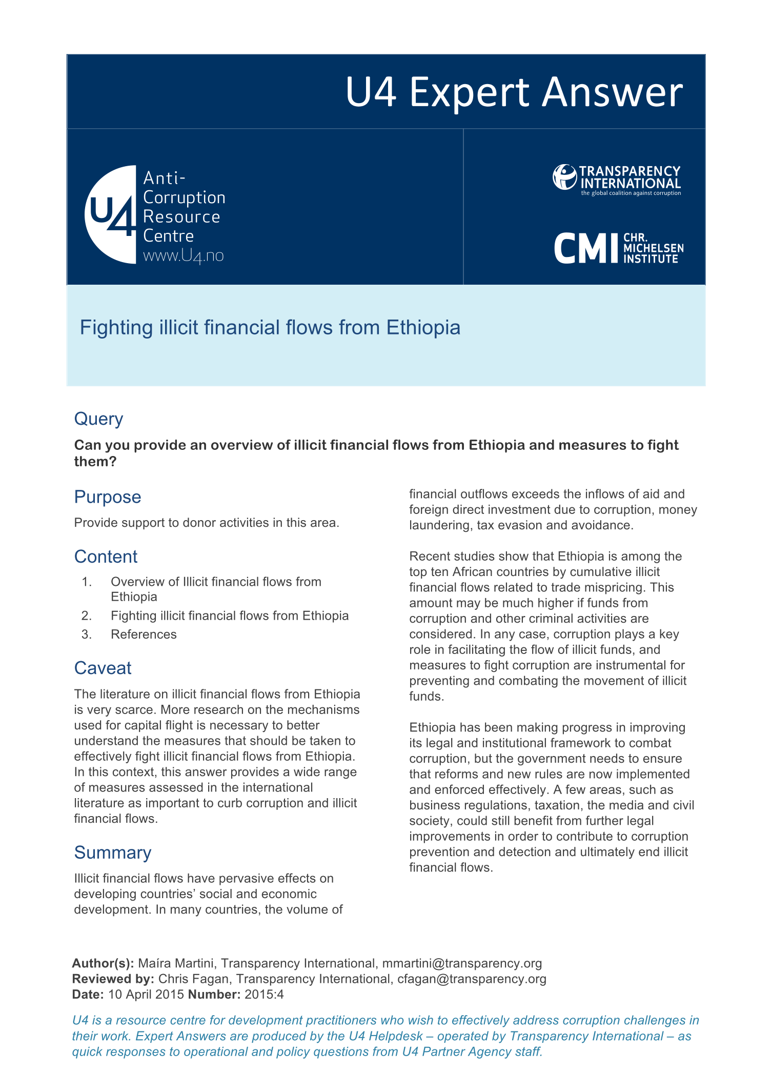 Fighting illicit financial flows from Ethiopia