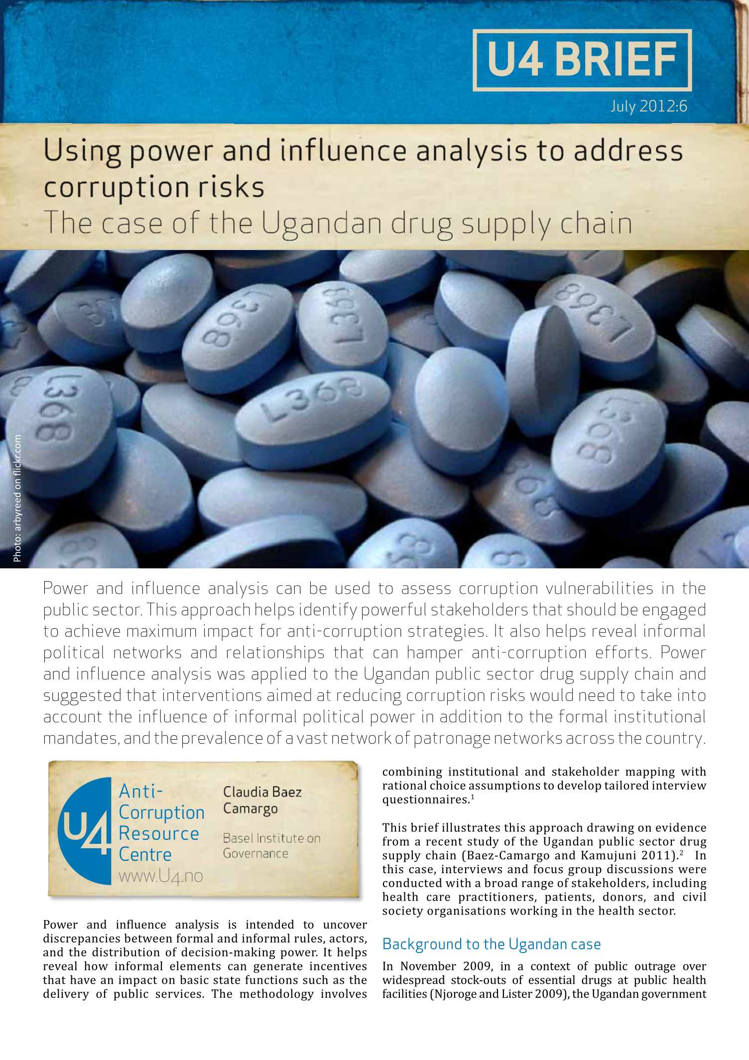 Using power and influence analysis to address corruption risks: The case of the Ugandan drug supply chain