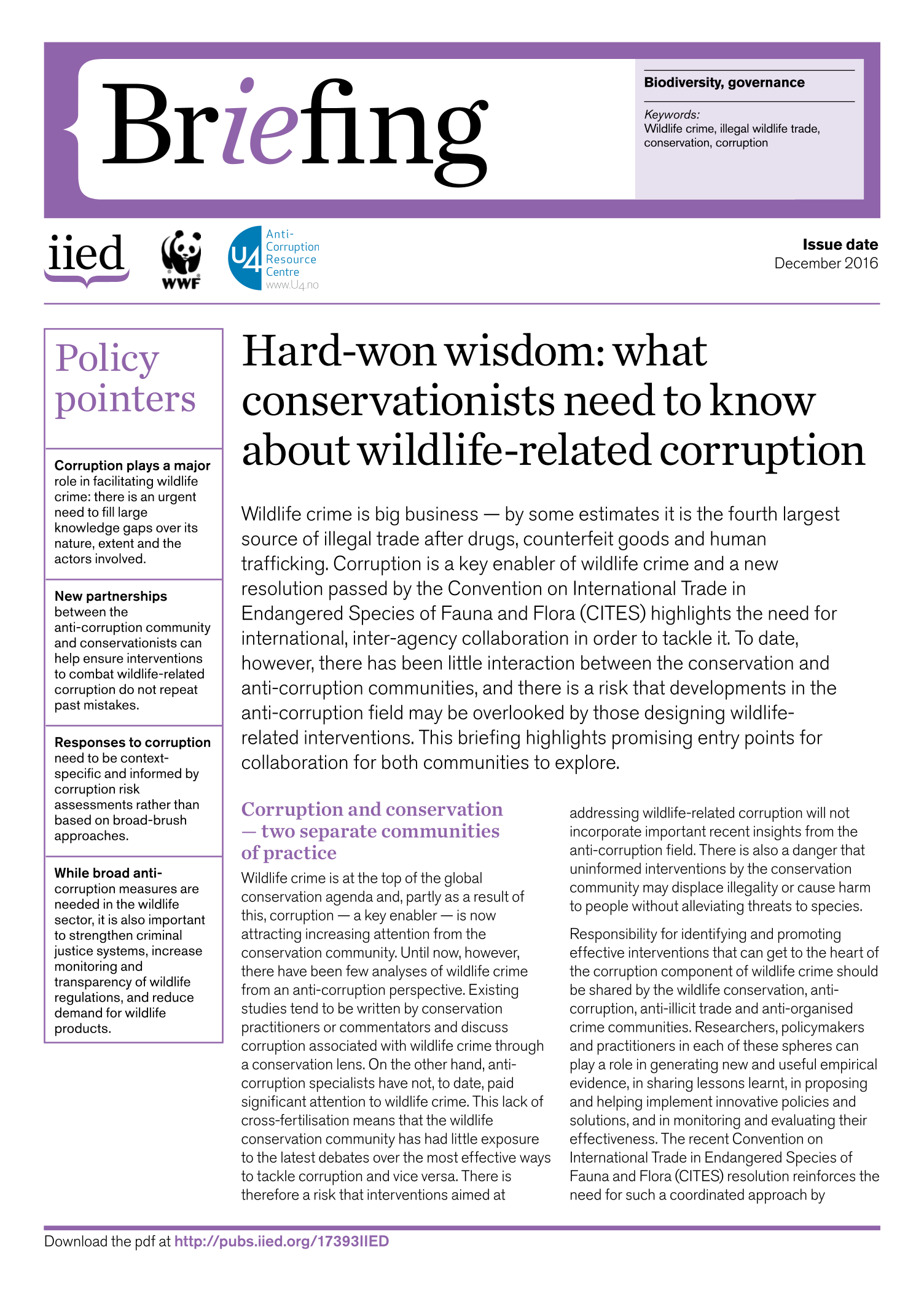 Hard-won wisdom: what conservationists need to know about wildlife-related corruption