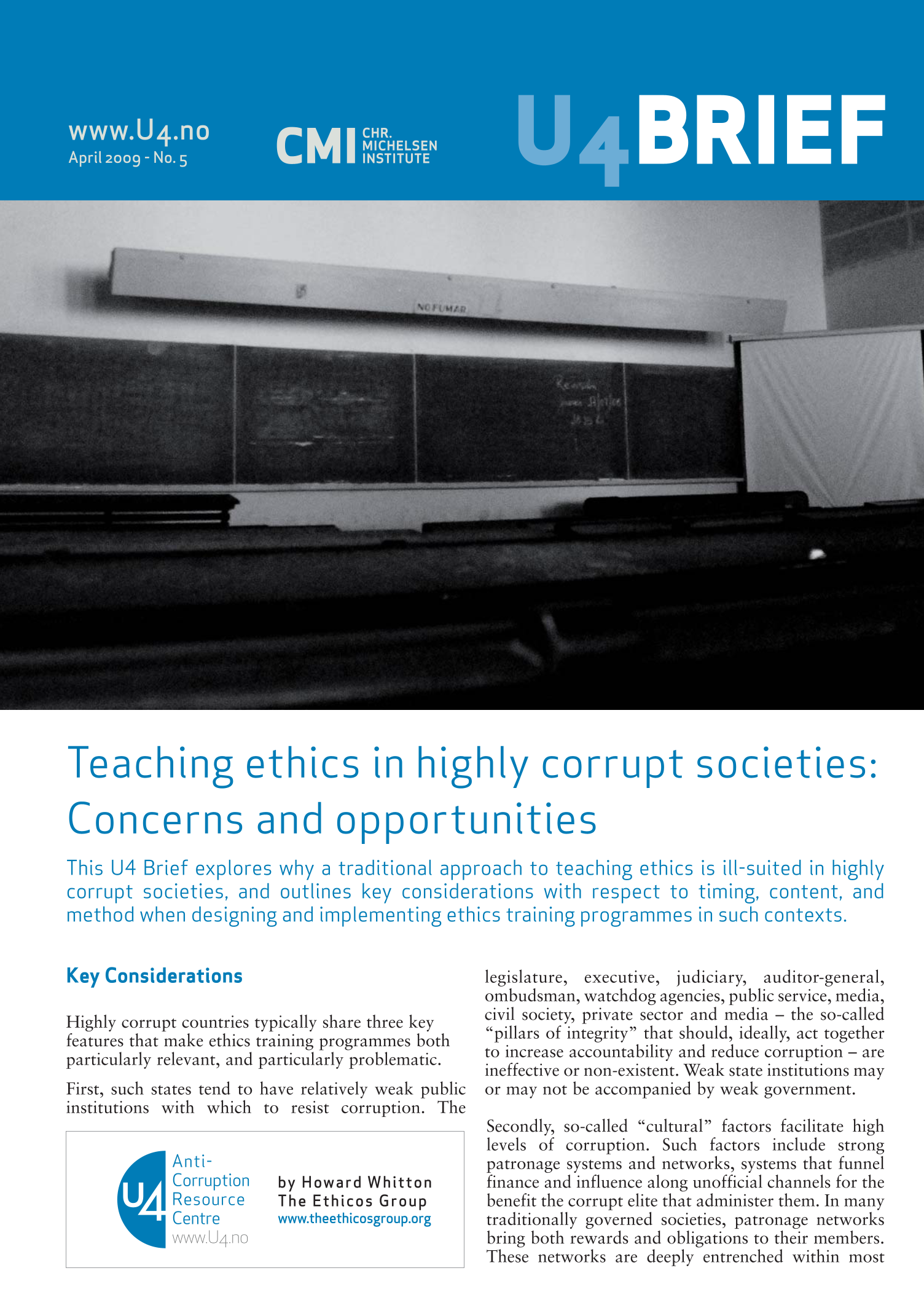 Teaching ethics in highly corrupt societies: Concerns and opportunities