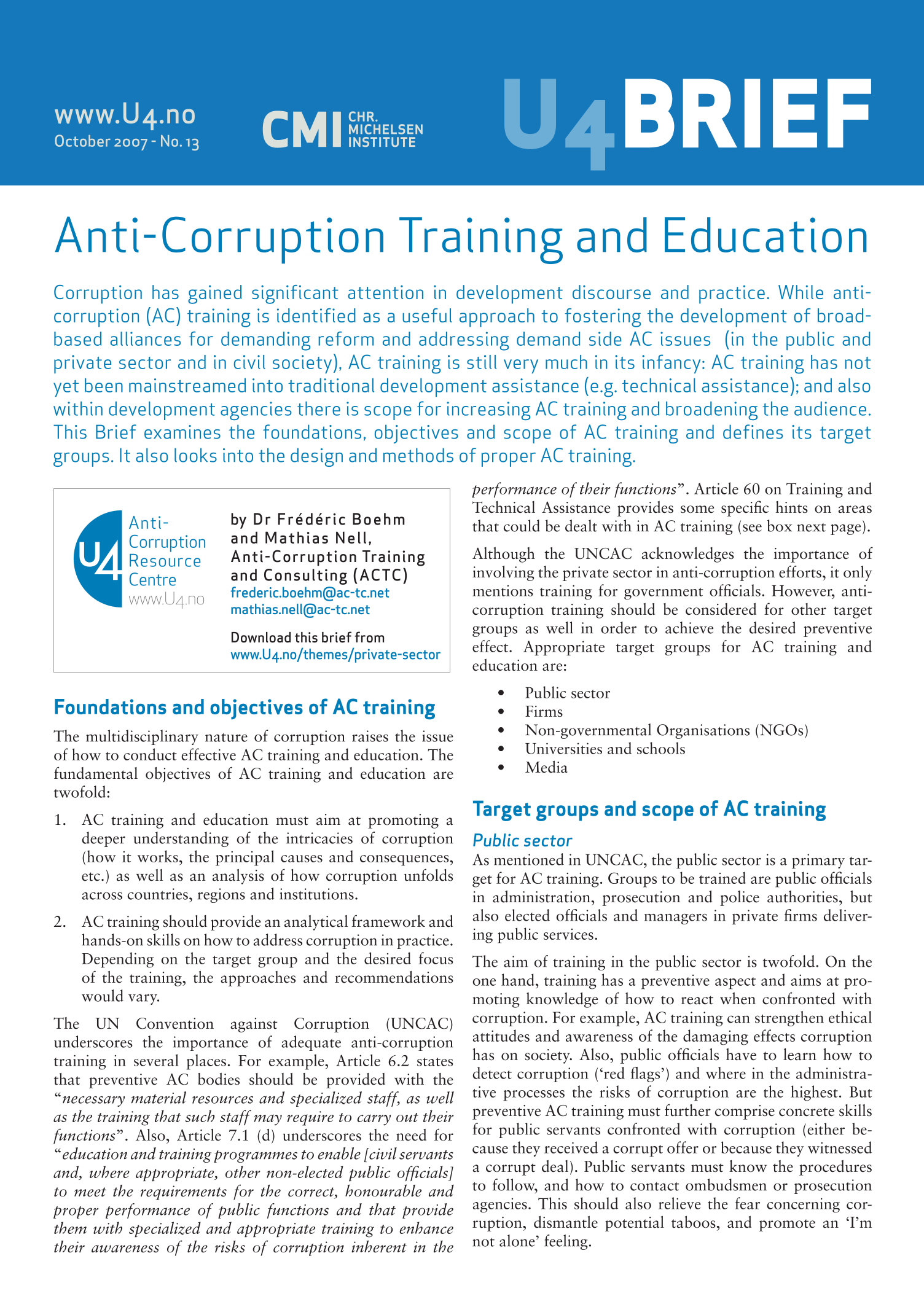 Anti-corruption training and education