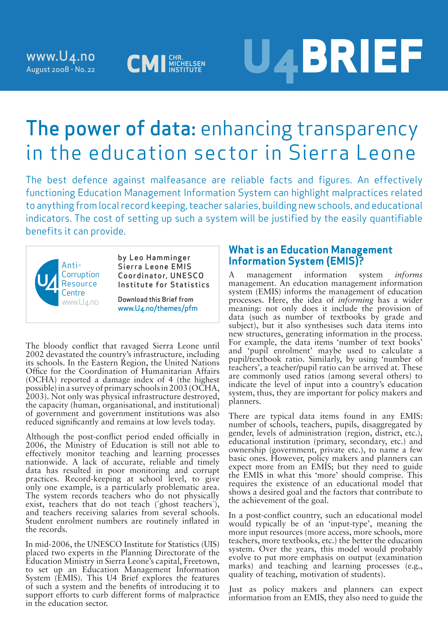 The power of data: Enhancing transparency in the education sector in Sierra Leone 