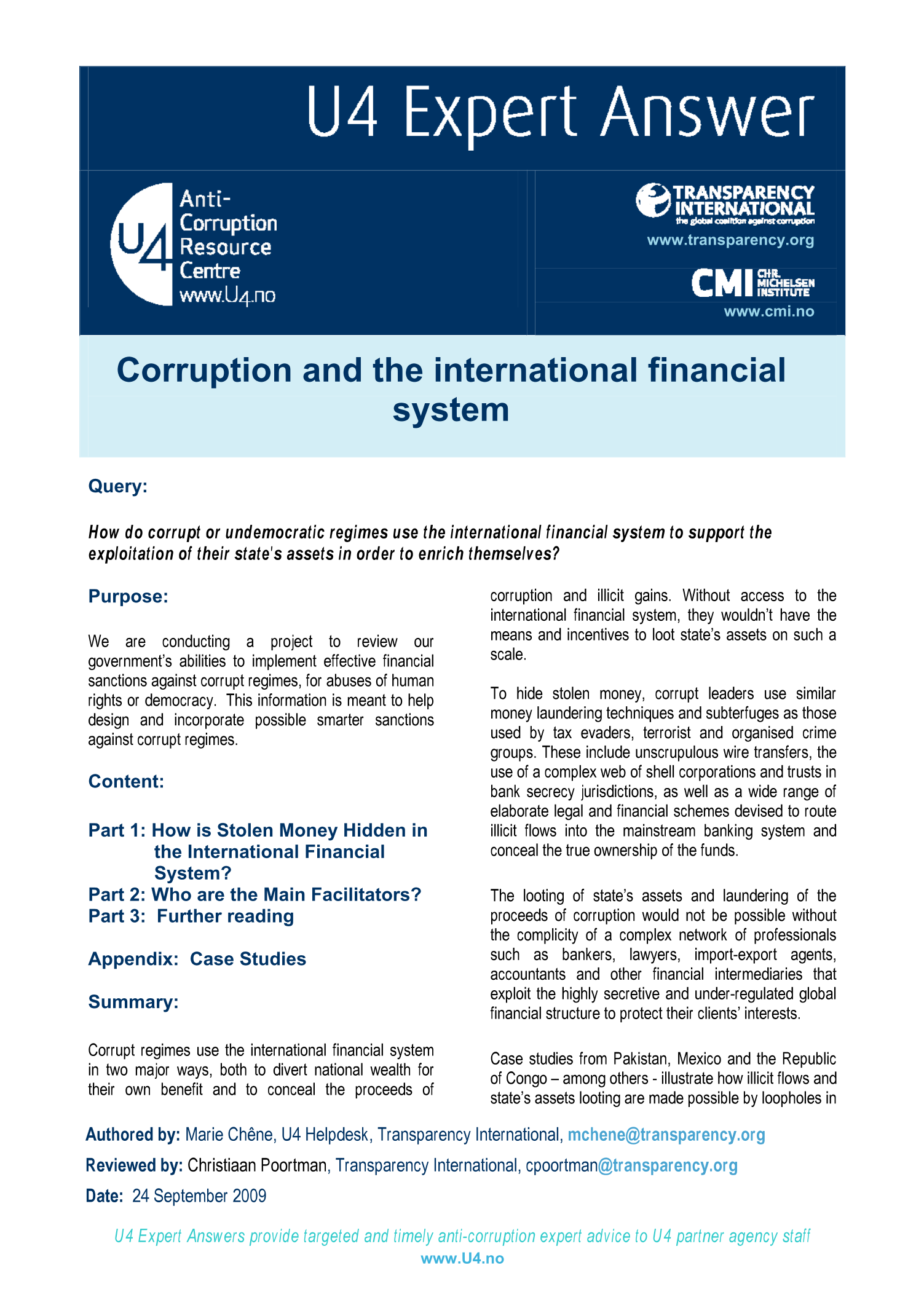 Corruption and the international financial system