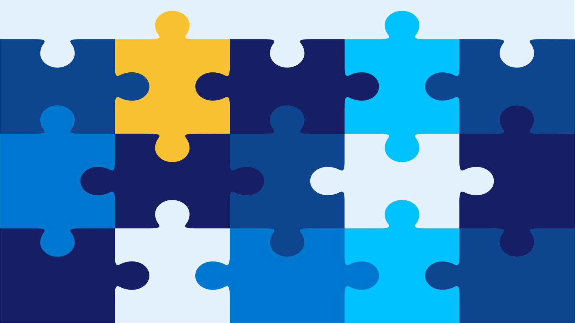 Outline of thirteen jigsaw pieces