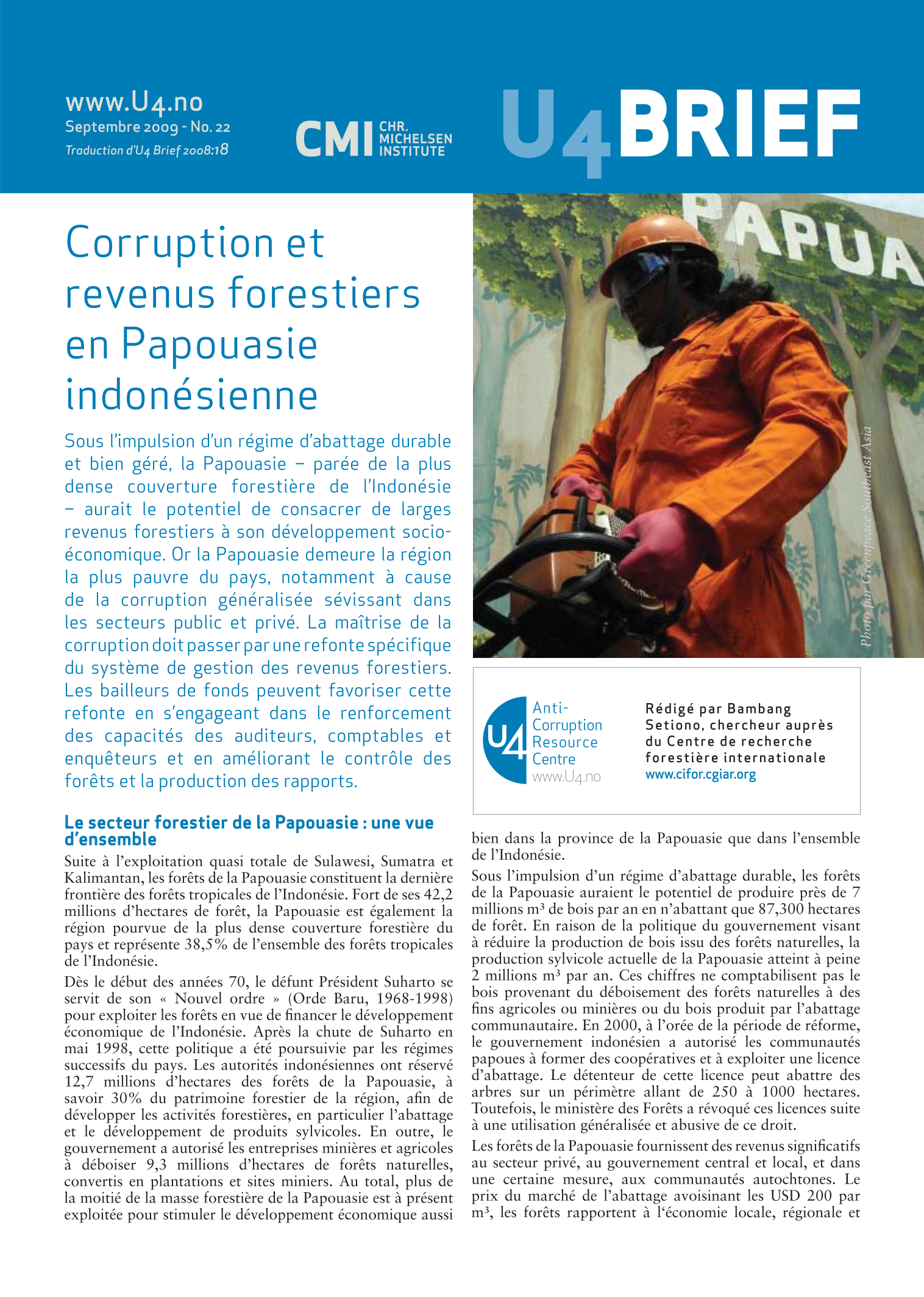 Corruption et revenus forestiers en Papouasie indonésienne