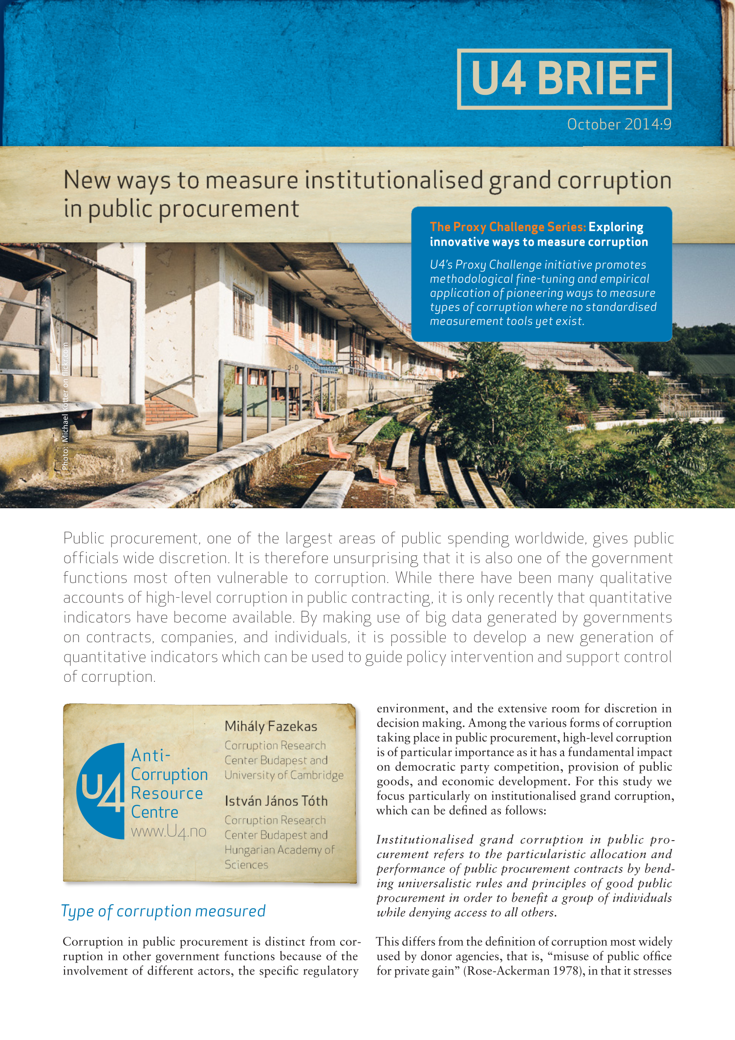 New ways to measure institutionalised grand corruption in public procurement