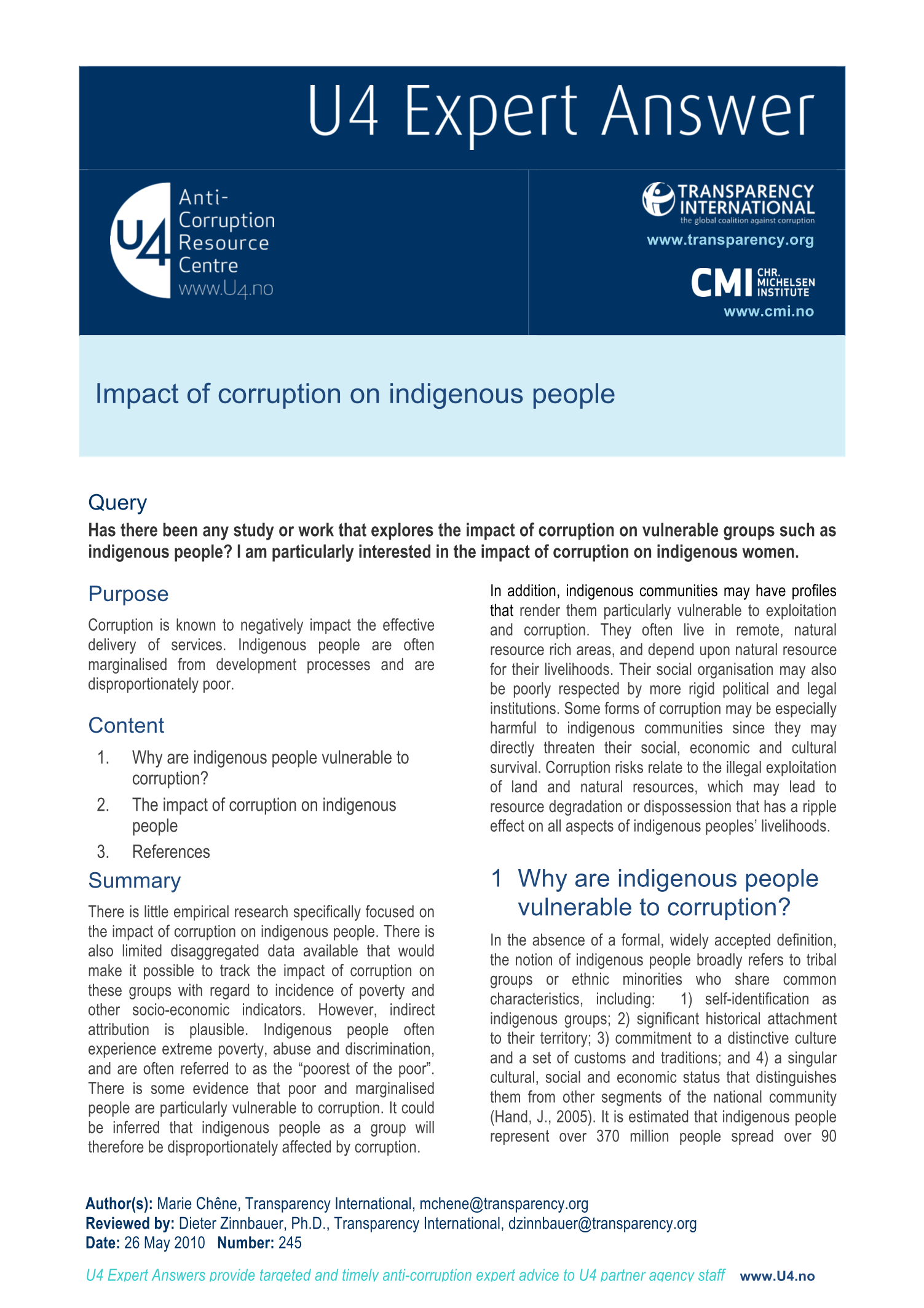 Impact of corruption on indigenous people 