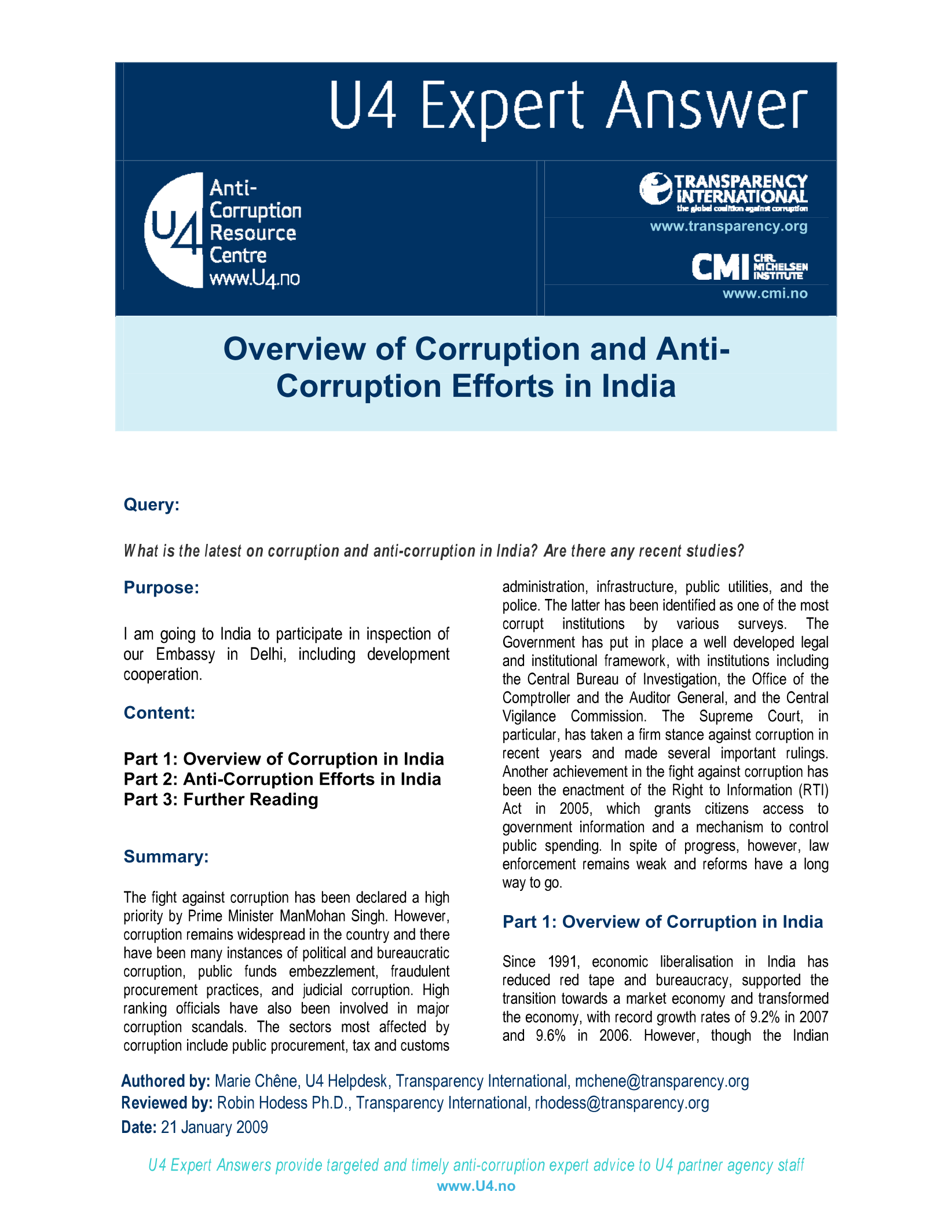 Overview Of Corruption And Anti-corruption Efforts In India