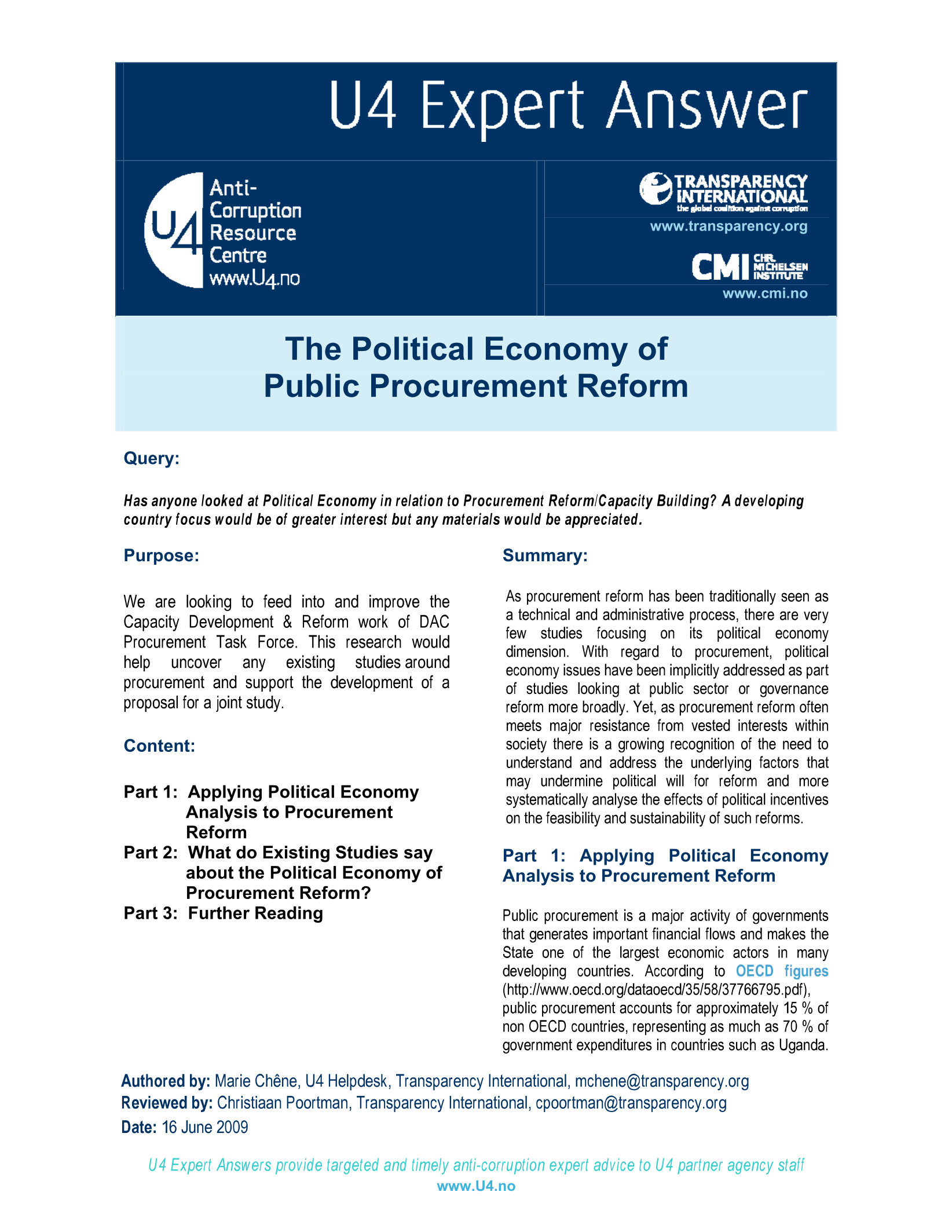 The political economy of public procurement reform