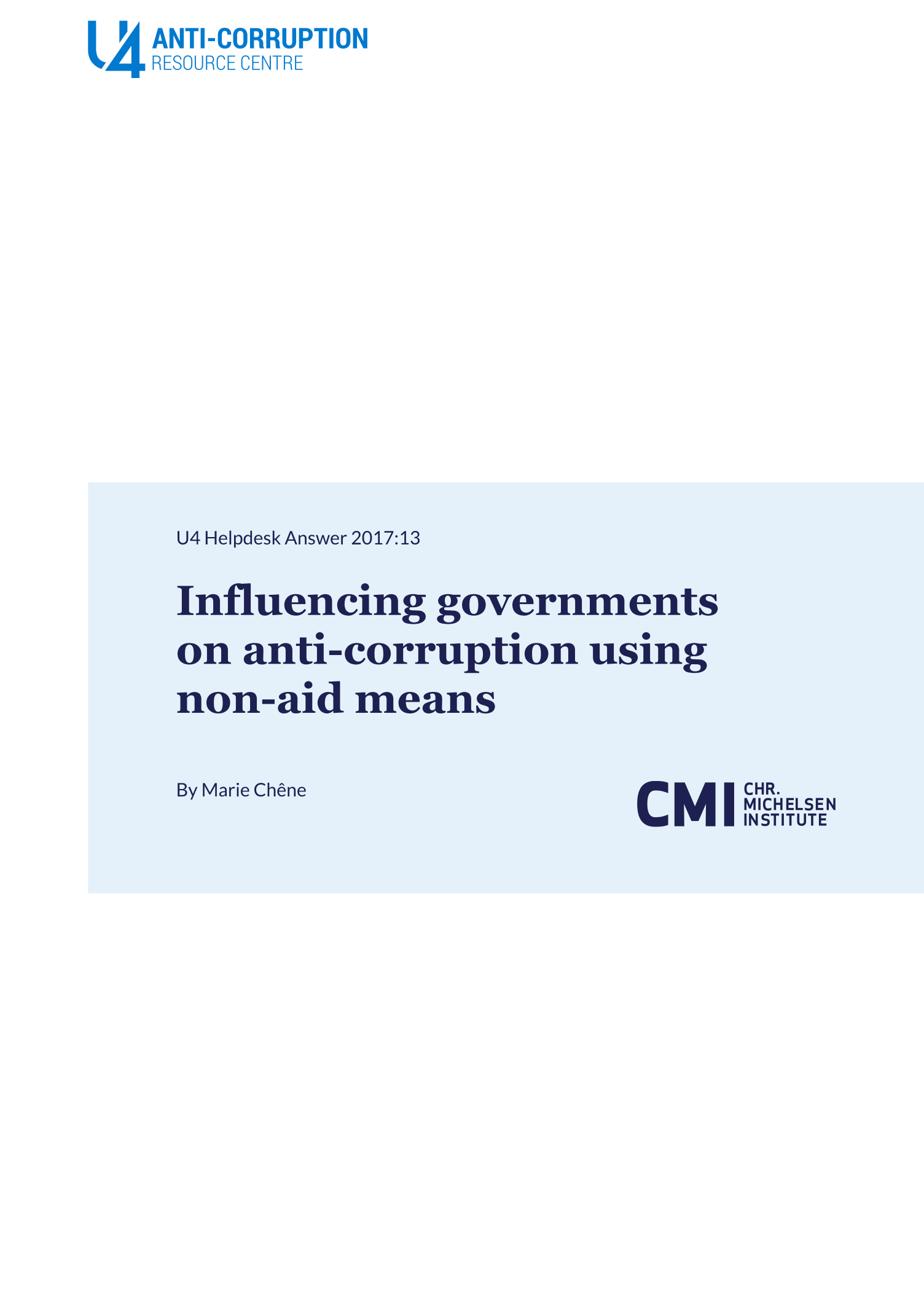 Influencing governments on anti-corruption using non-aid means