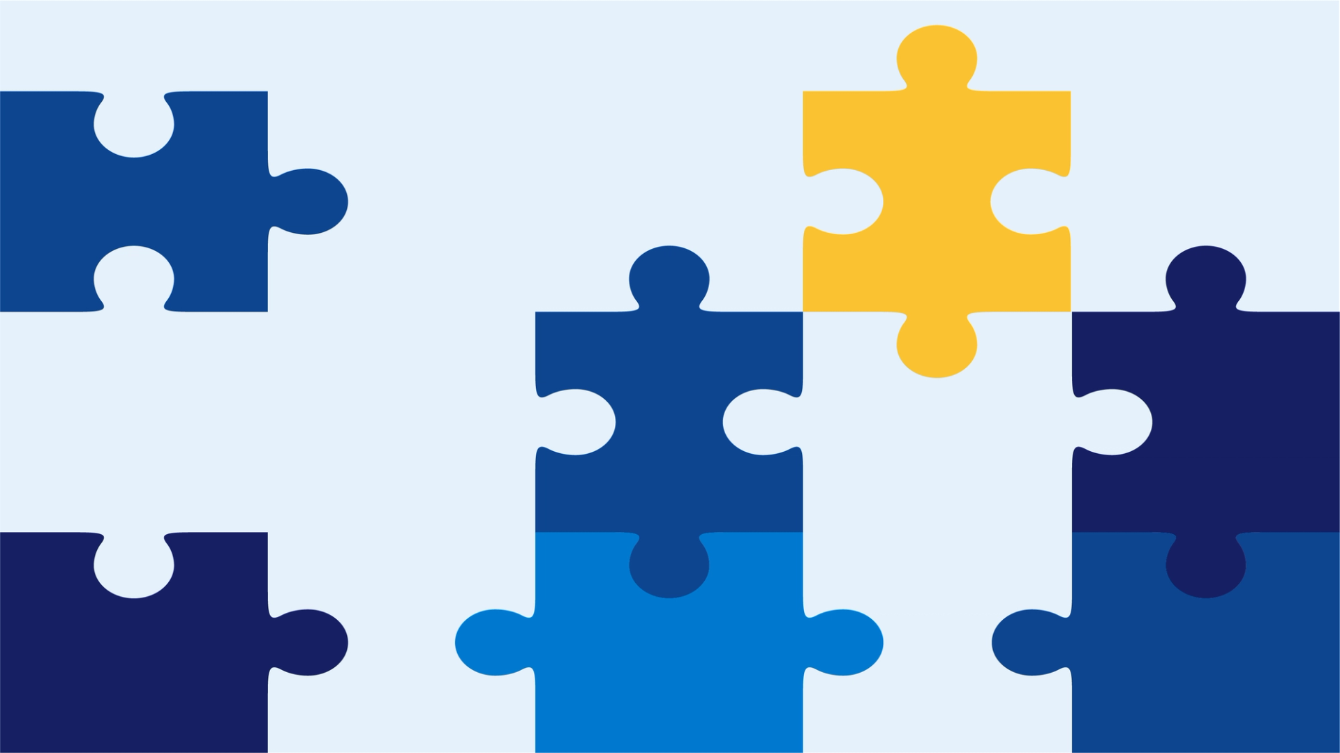 Outline of seven jigsaw pieces