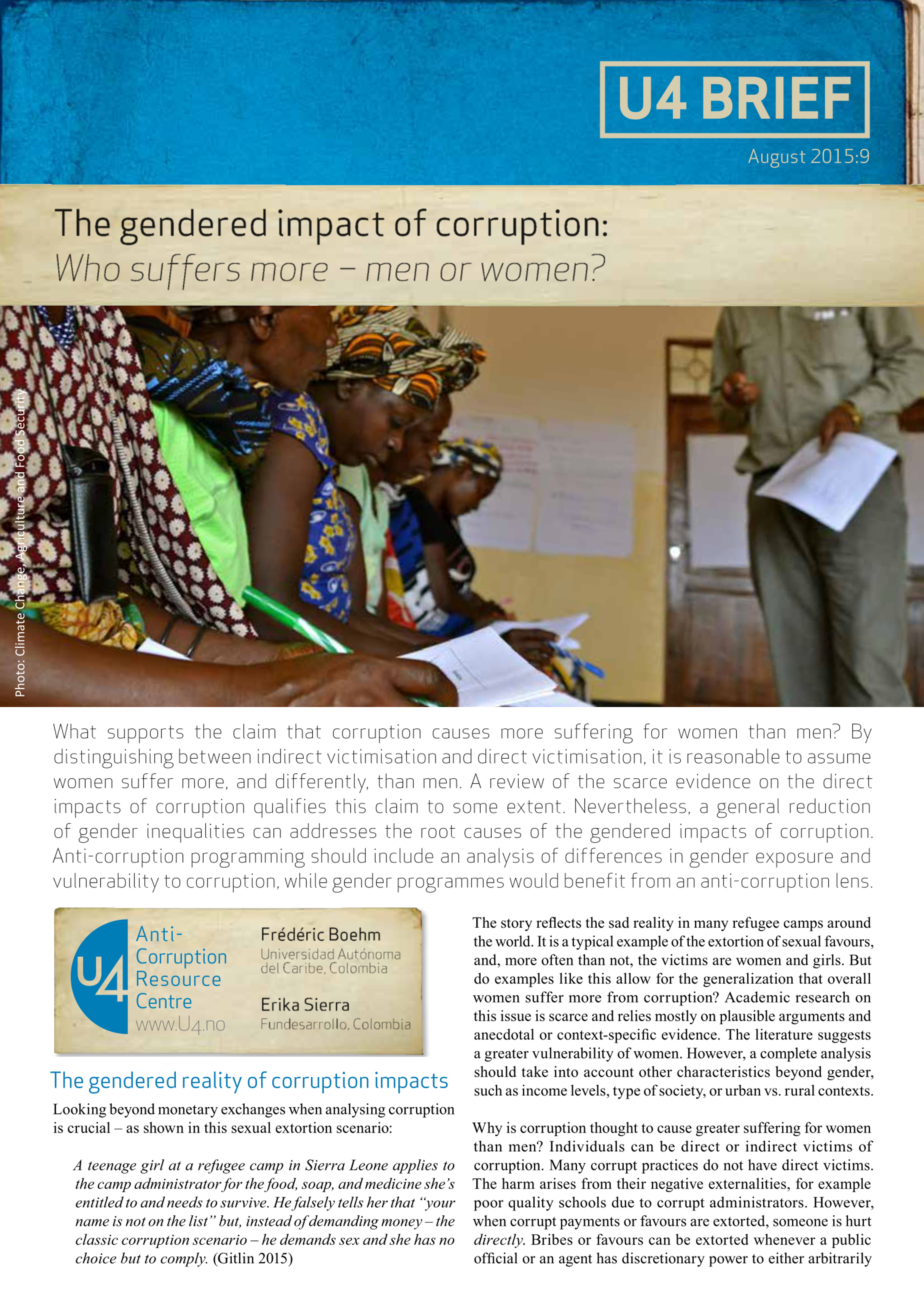 The gendered impact of corruption: Who suffers more – men or women?