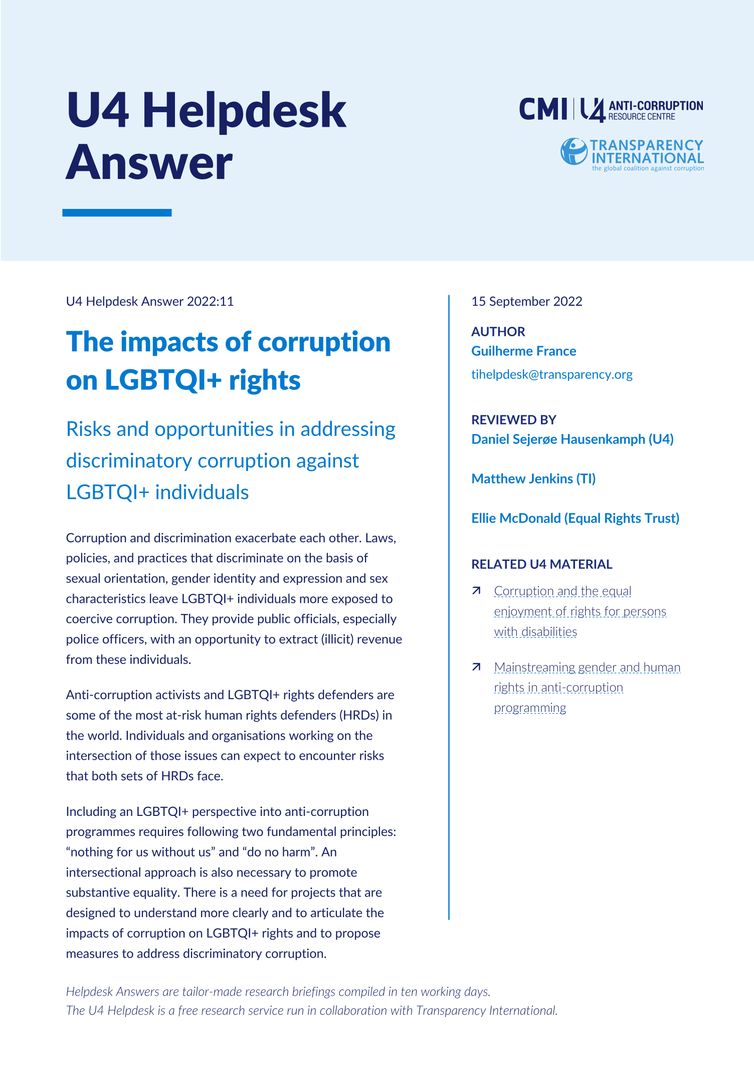 The impacts of corruption on LGBTQI+ rights
