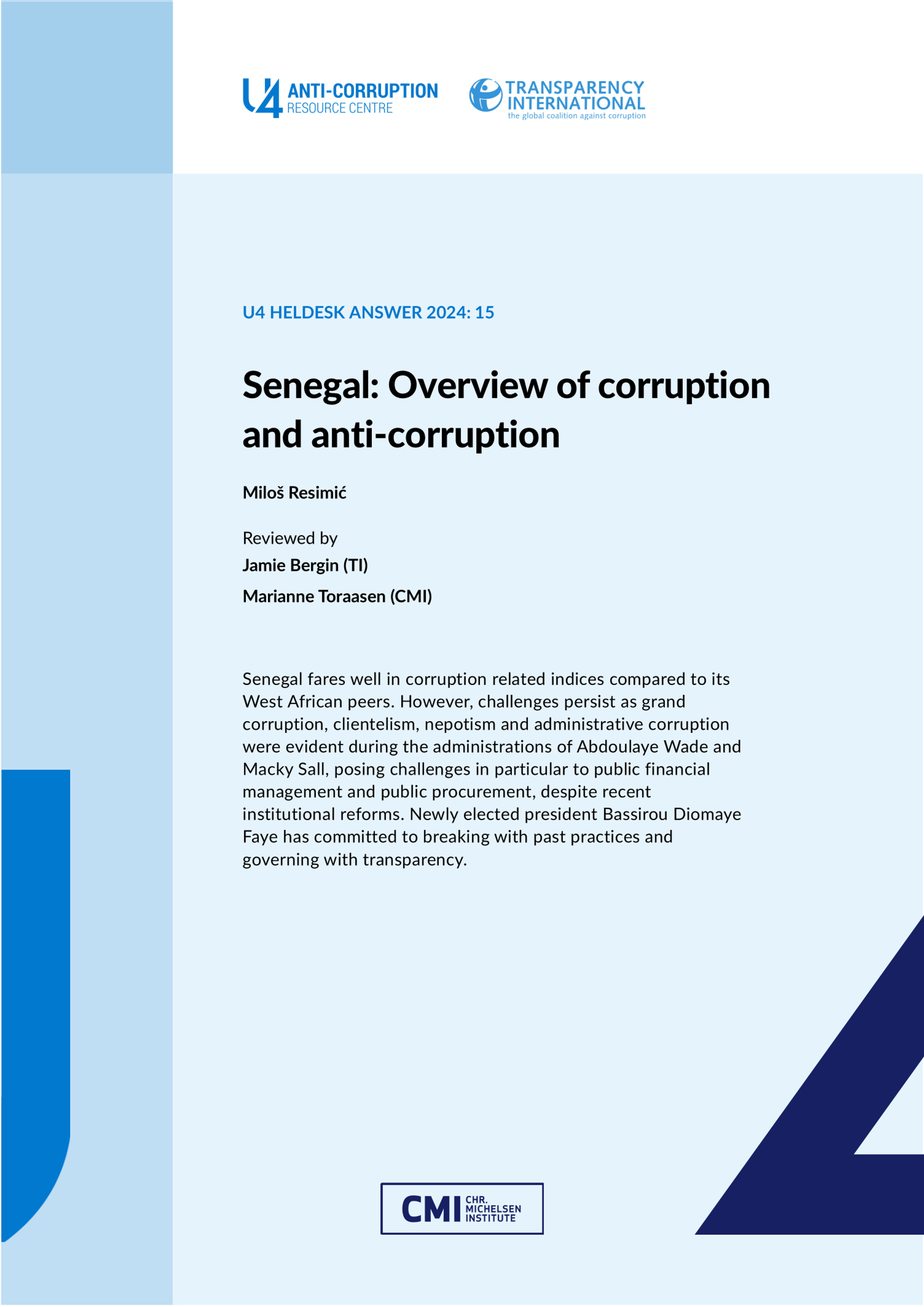 Senegal: Overview of corruption and anti-corruption