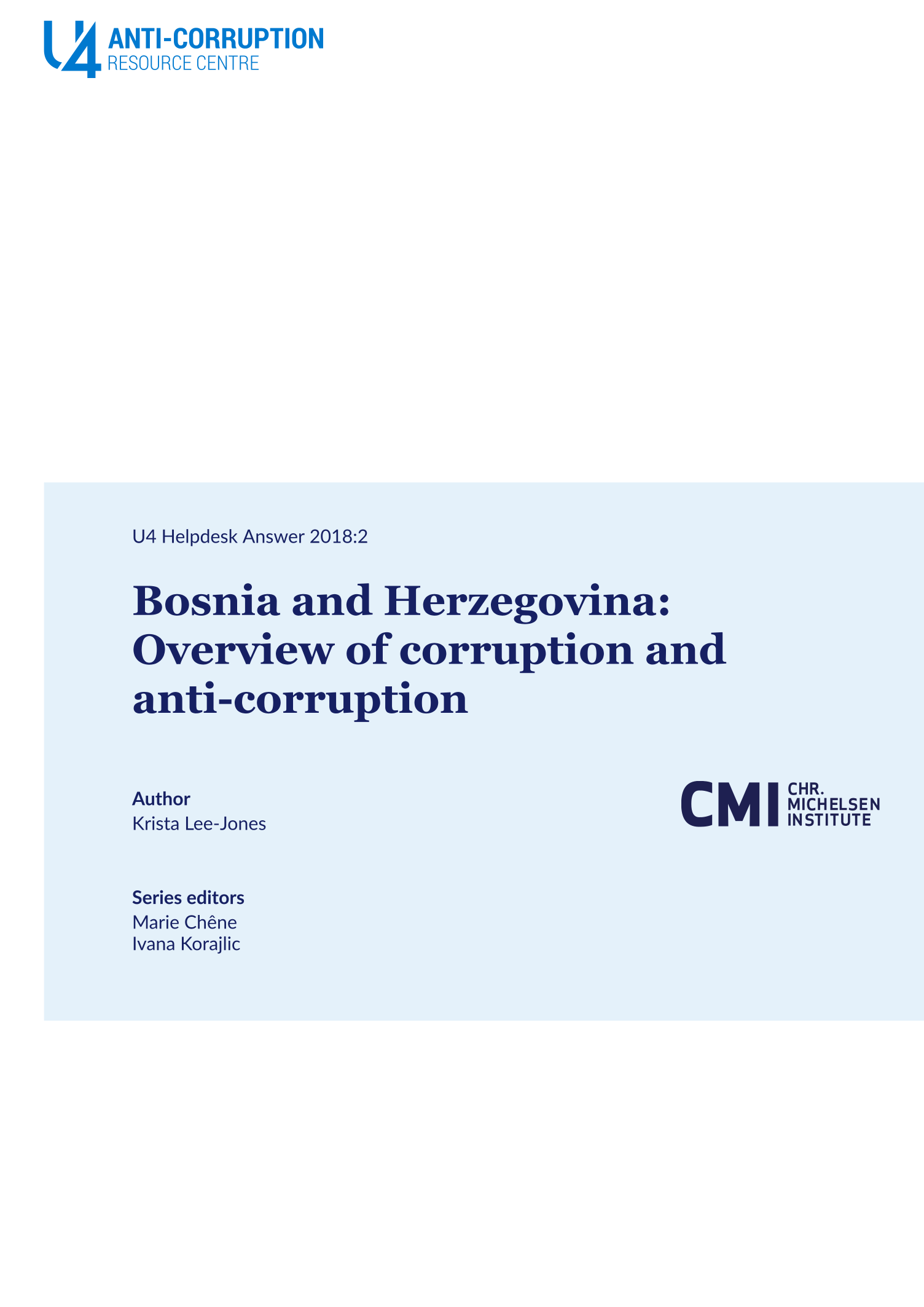 Bosnia and Herzegovina: Overview of corruption and anti-corruption
