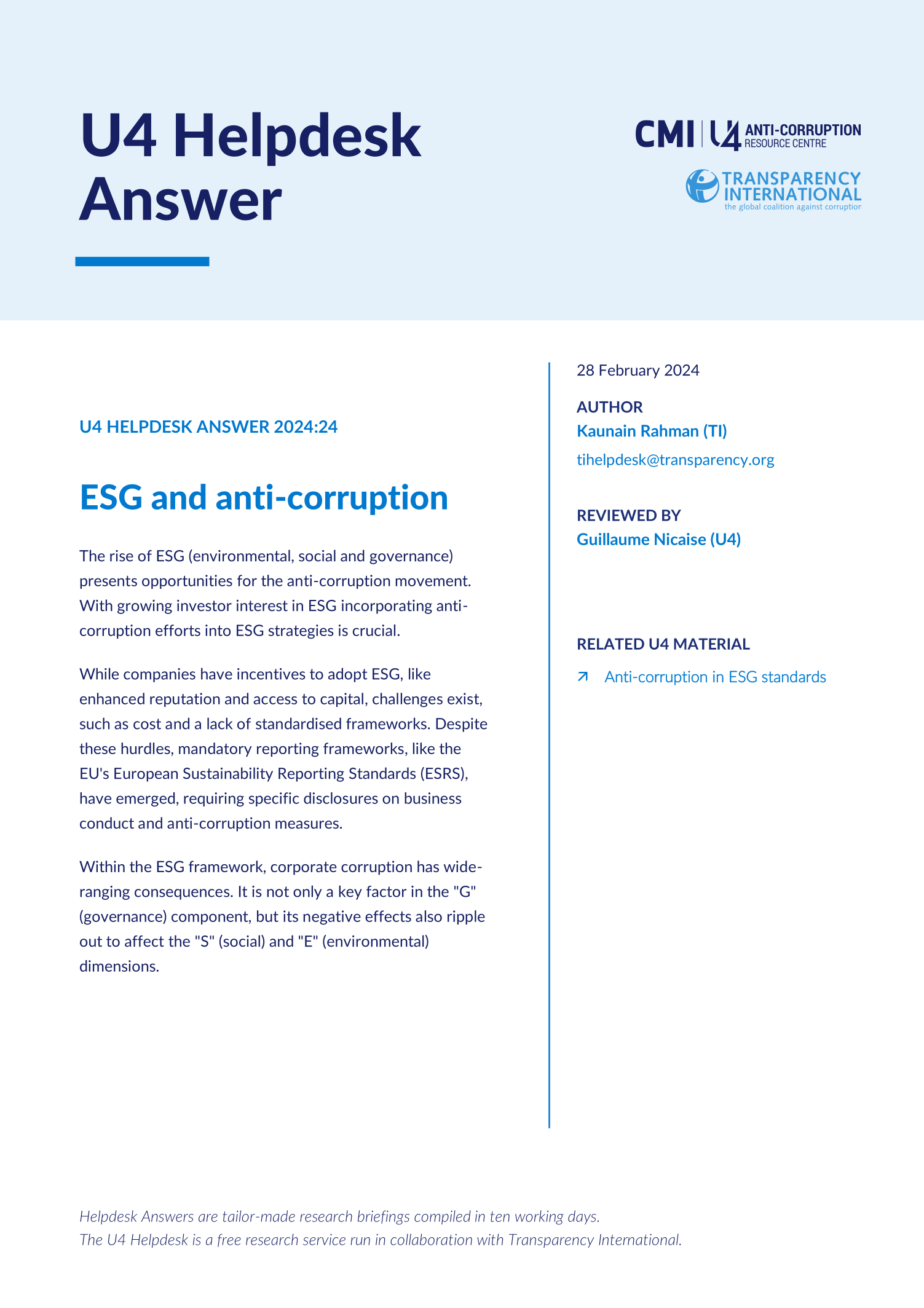 ESG and anti-corruption