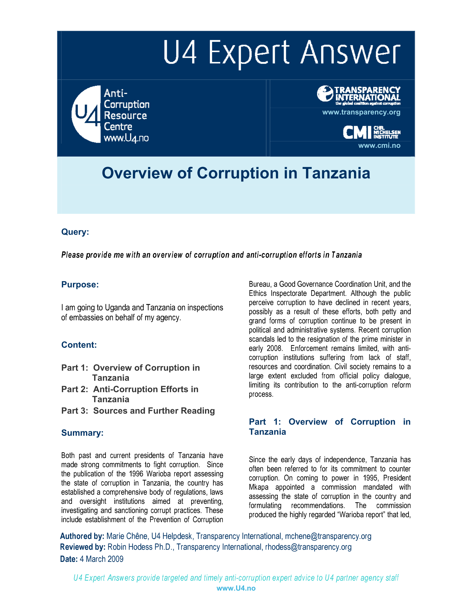 Overview of Corruption in Tanzania