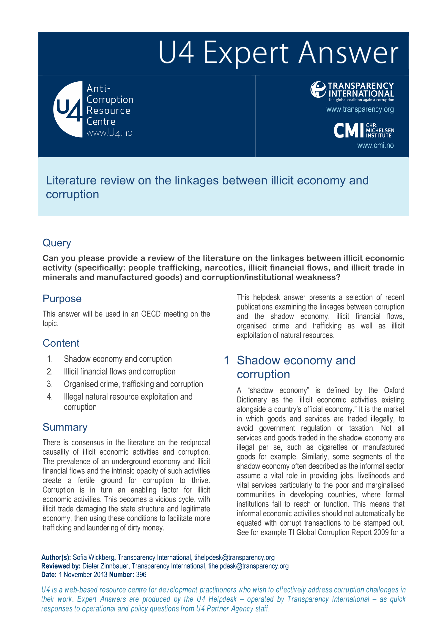 Literature review on the linkages between illicit economy and corruption