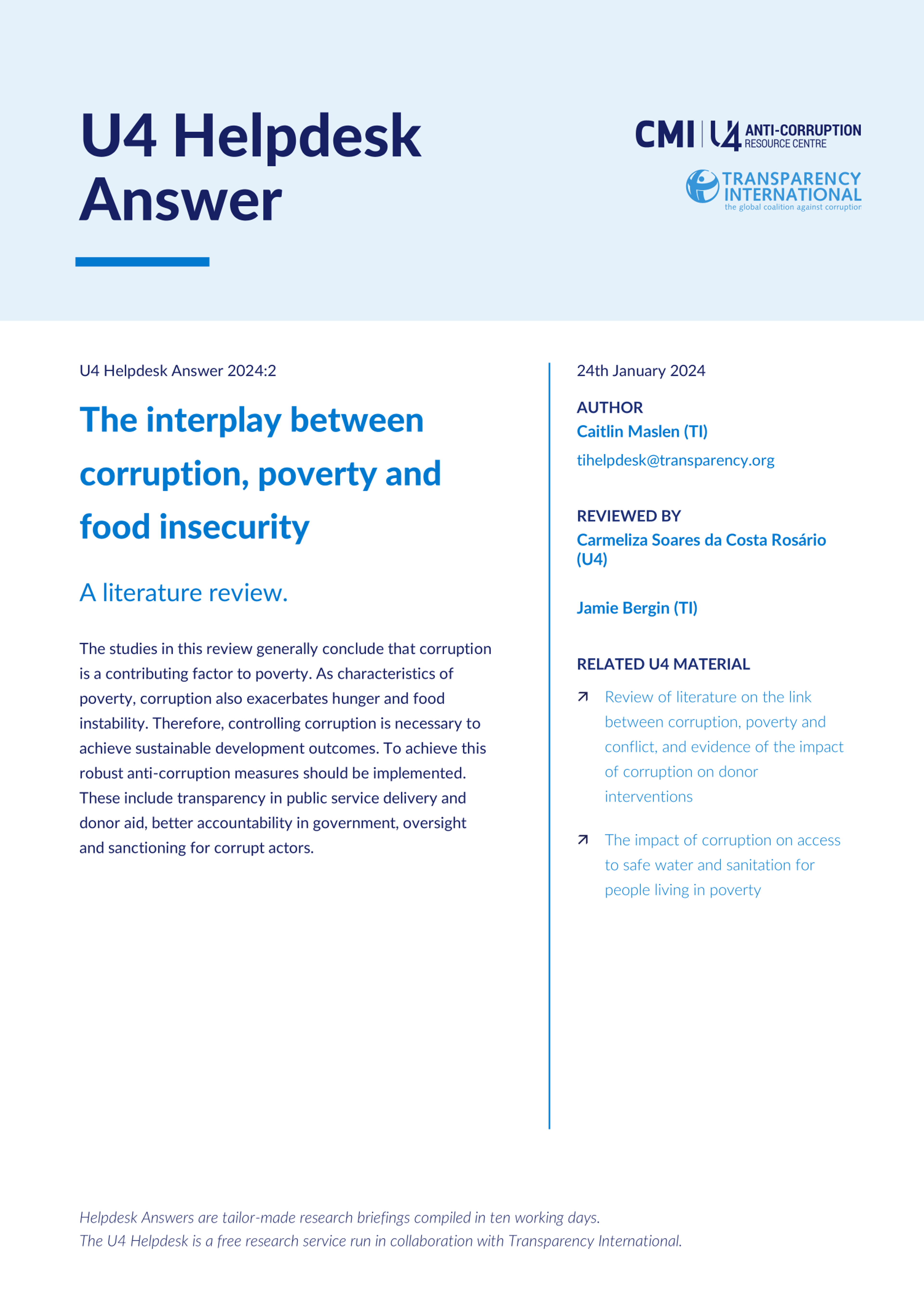 The interplay between corruption, poverty and food insecurity