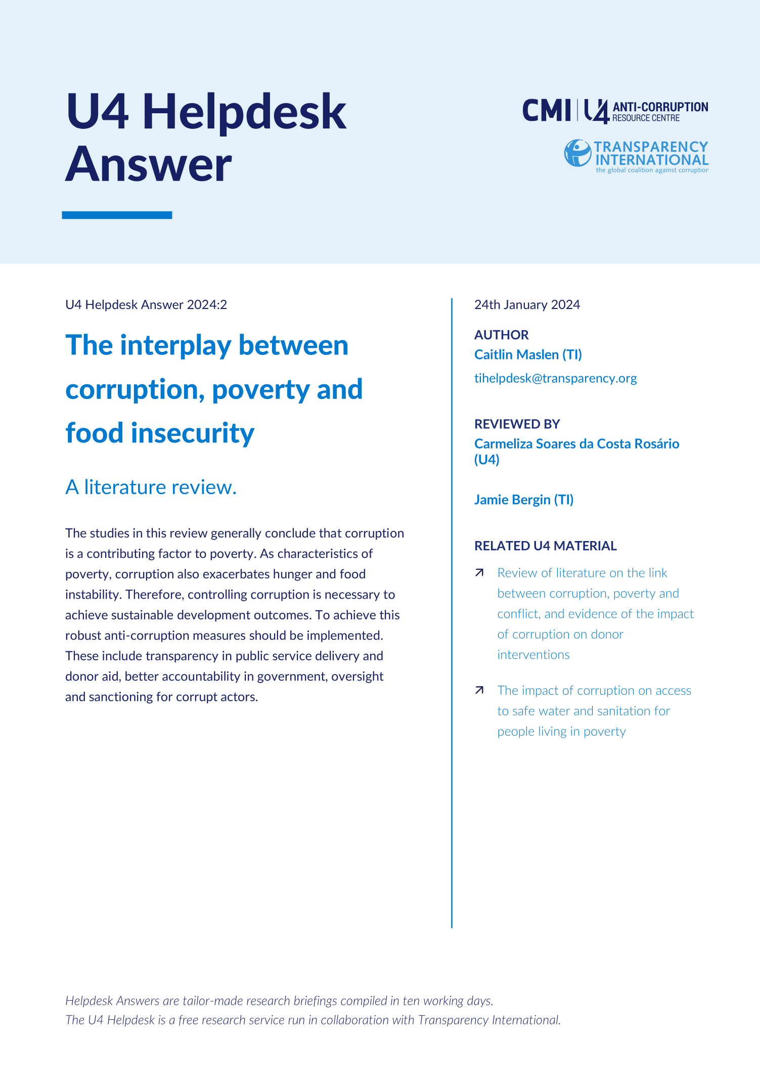 The interplay between corruption, poverty and food insecurity