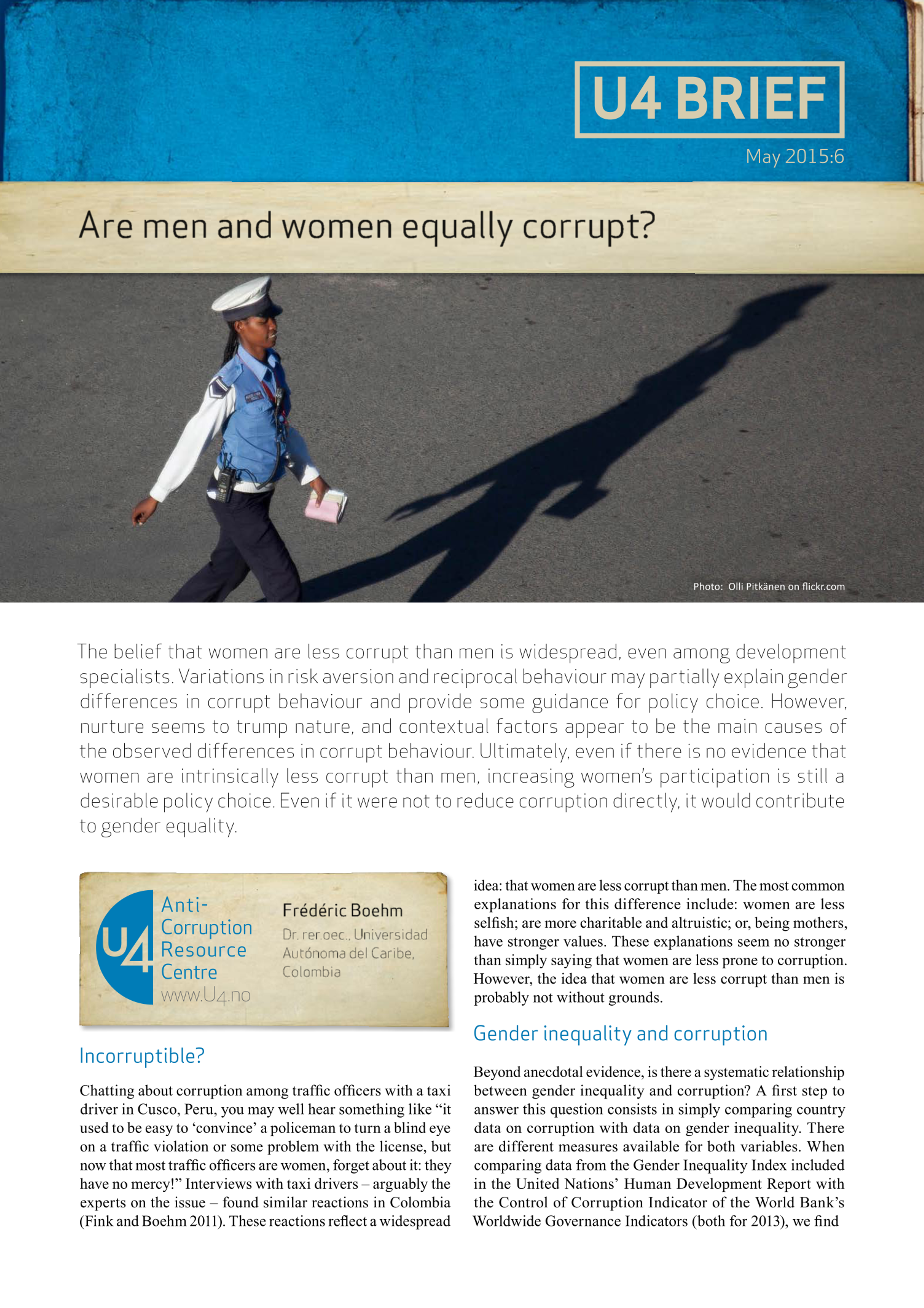 Are men and women equally corrupt?