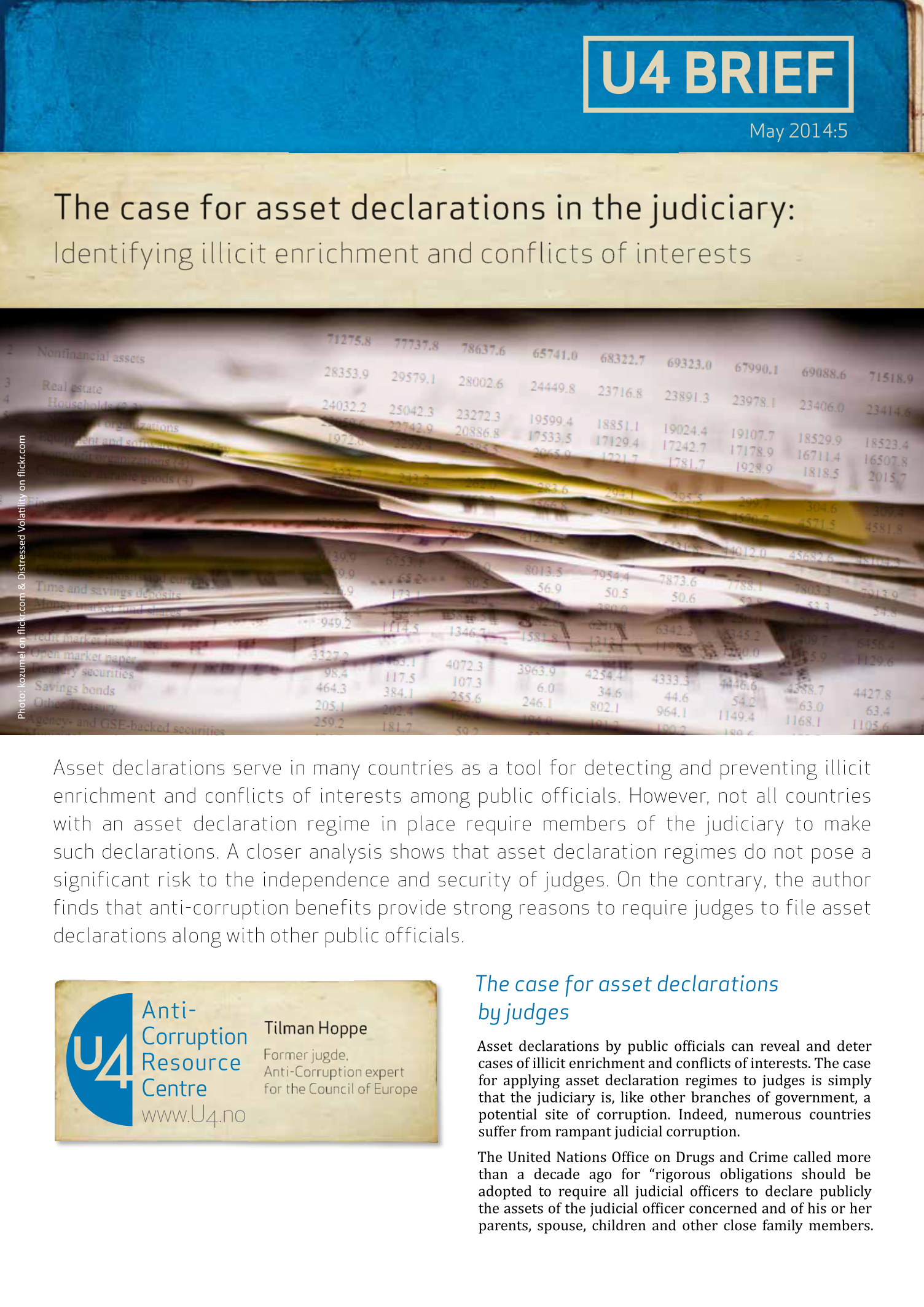 The case for asset declarations in the judiciary: Identifying illicit enrichment and conflicts of interests