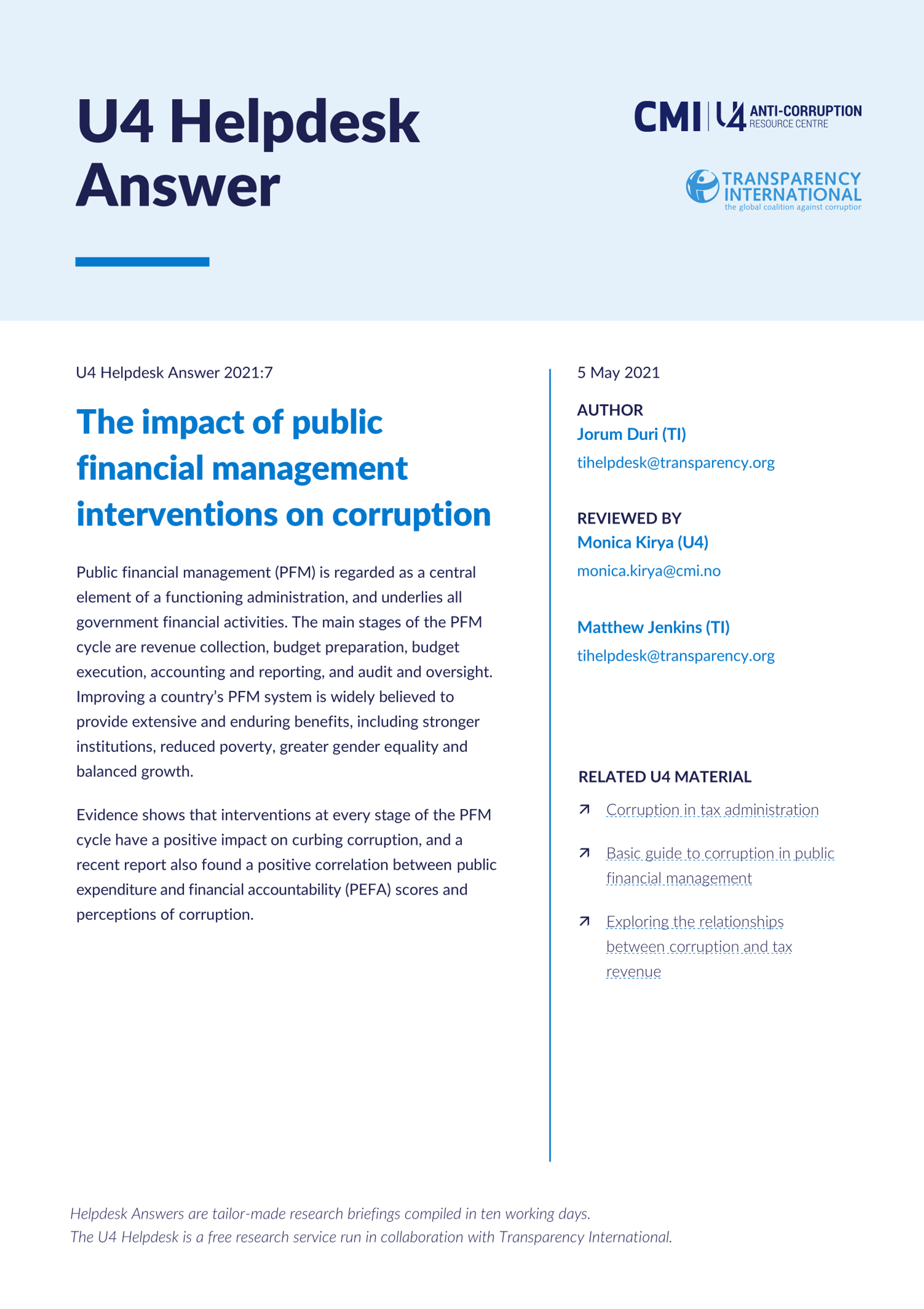 The impact of public financial management interventions on corruption