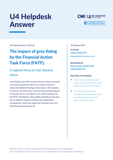 The impact of grey listing by the Financial Action Task Force (FATF).
