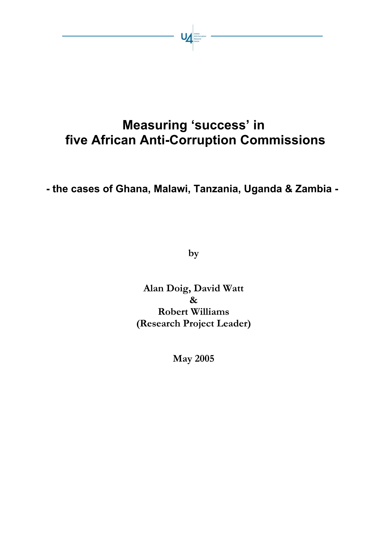 Measuring ‘success’ in five African Anti-Corruption Commissions