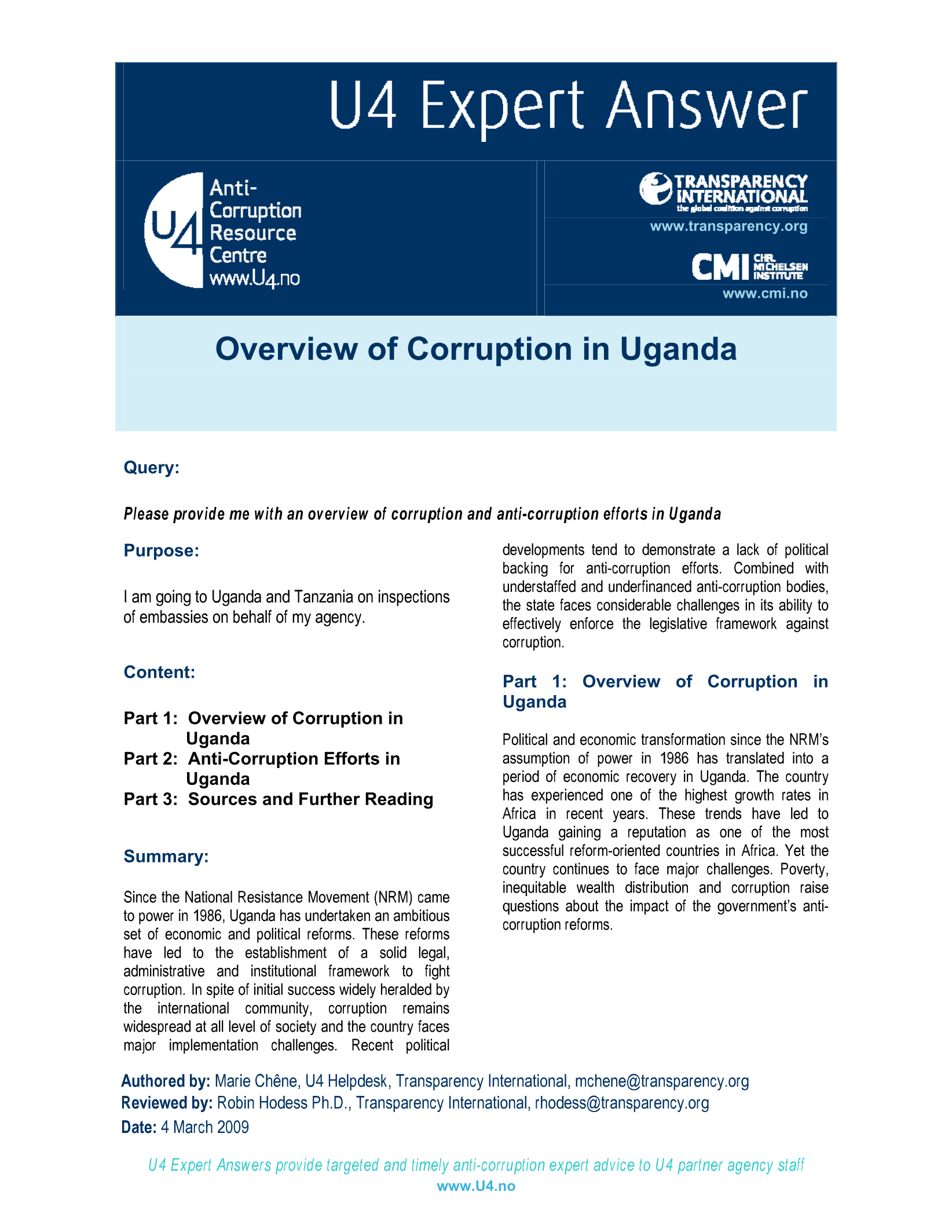 Overview of corruption in Uganda