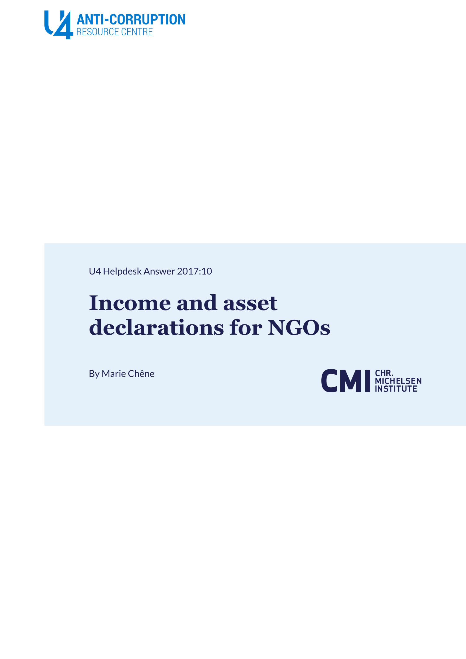 Income and asset declarations for NGOs