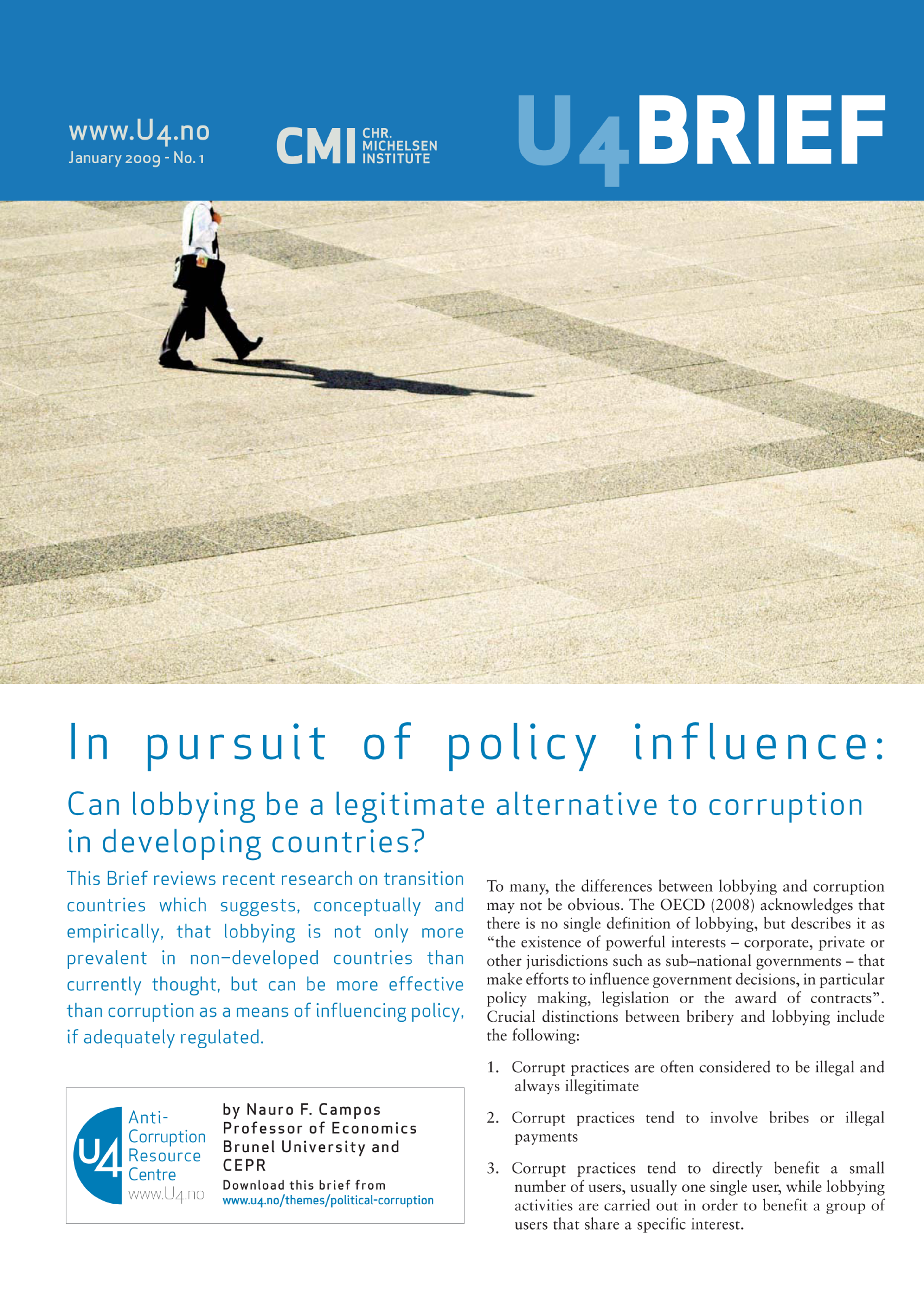 In pursuit of policy influence: Can lobbying be a legitimate alternative to corruption in developing countries?