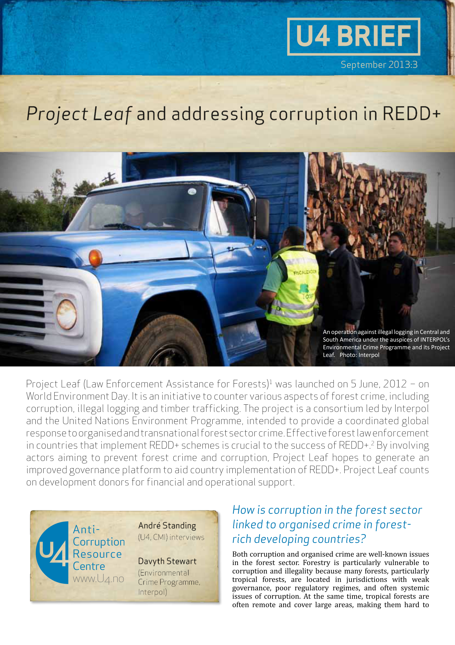 Project Leaf and addressing corruption in REDD+