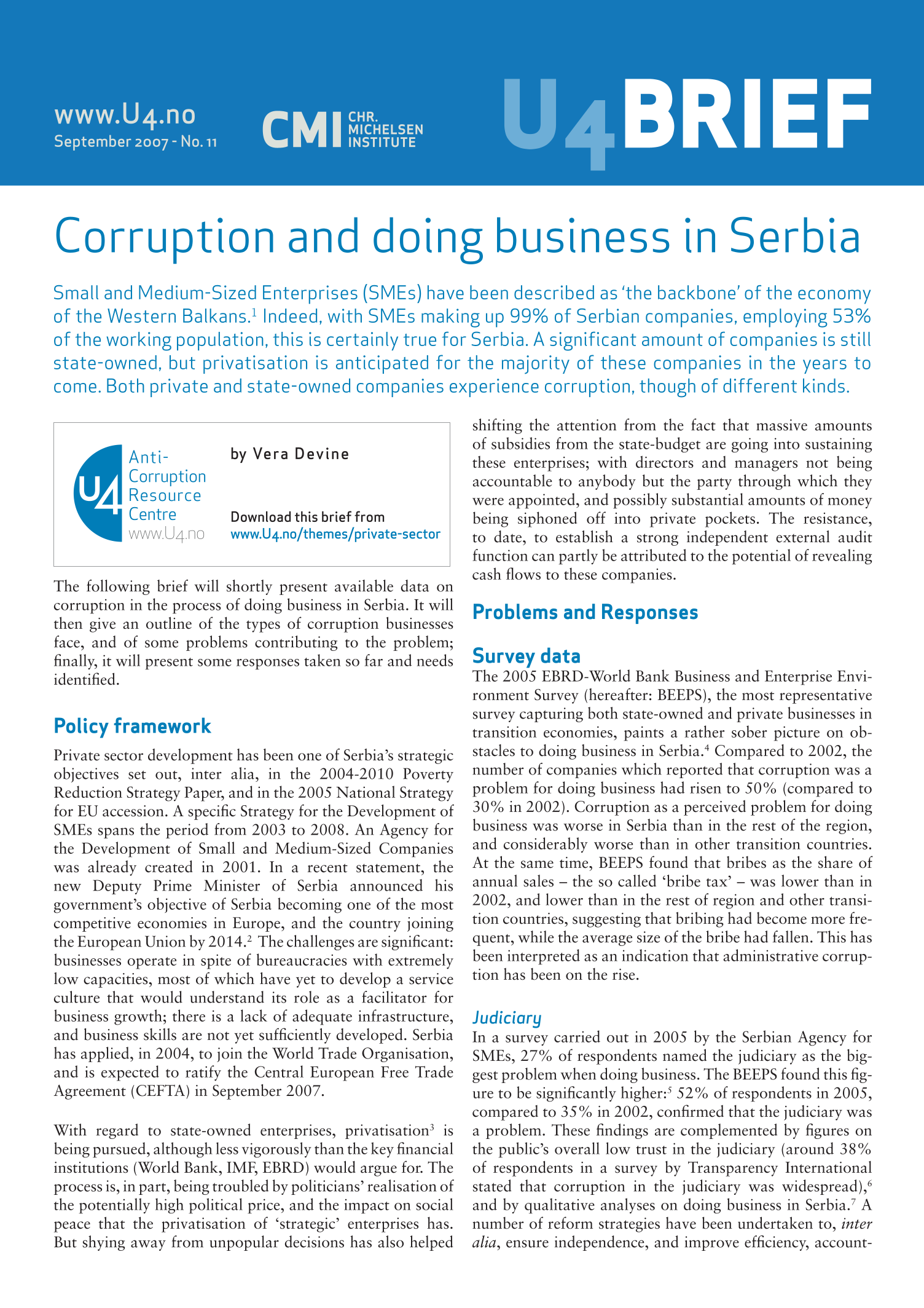 Corruption and doing business in Serbia