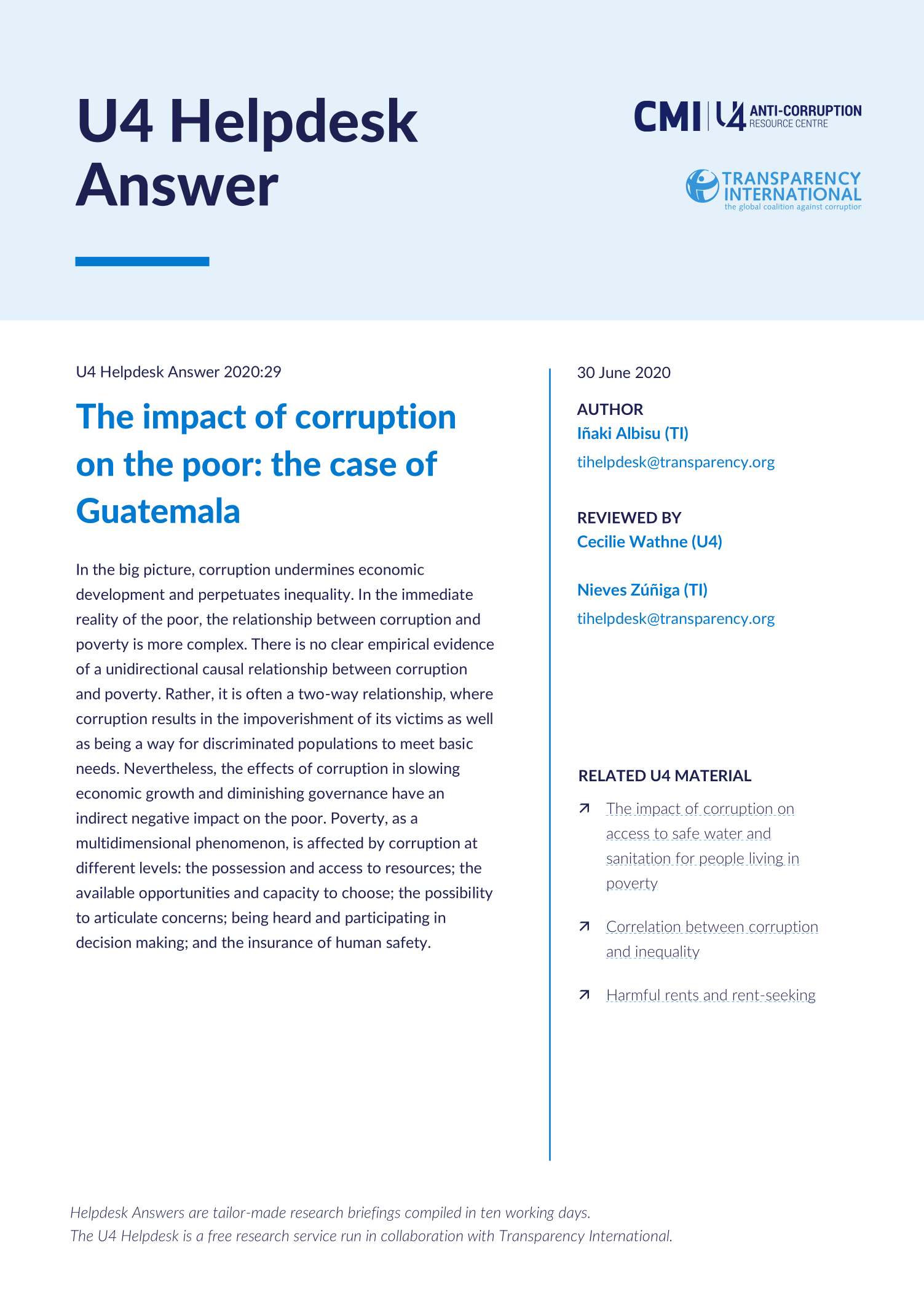 The impact of corruption on the poor: the case of Guatemala