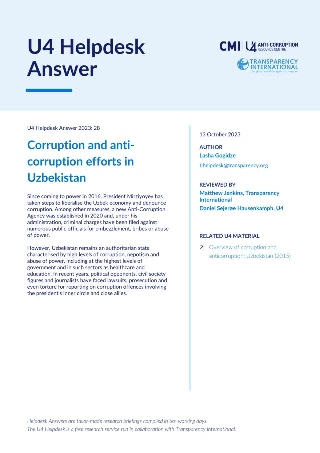 Uzbekistan Corruption And Anti Corruption
