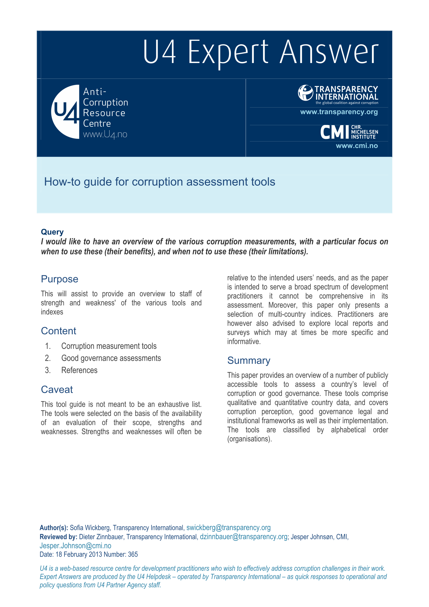 How-to guide for corruption assessment tools