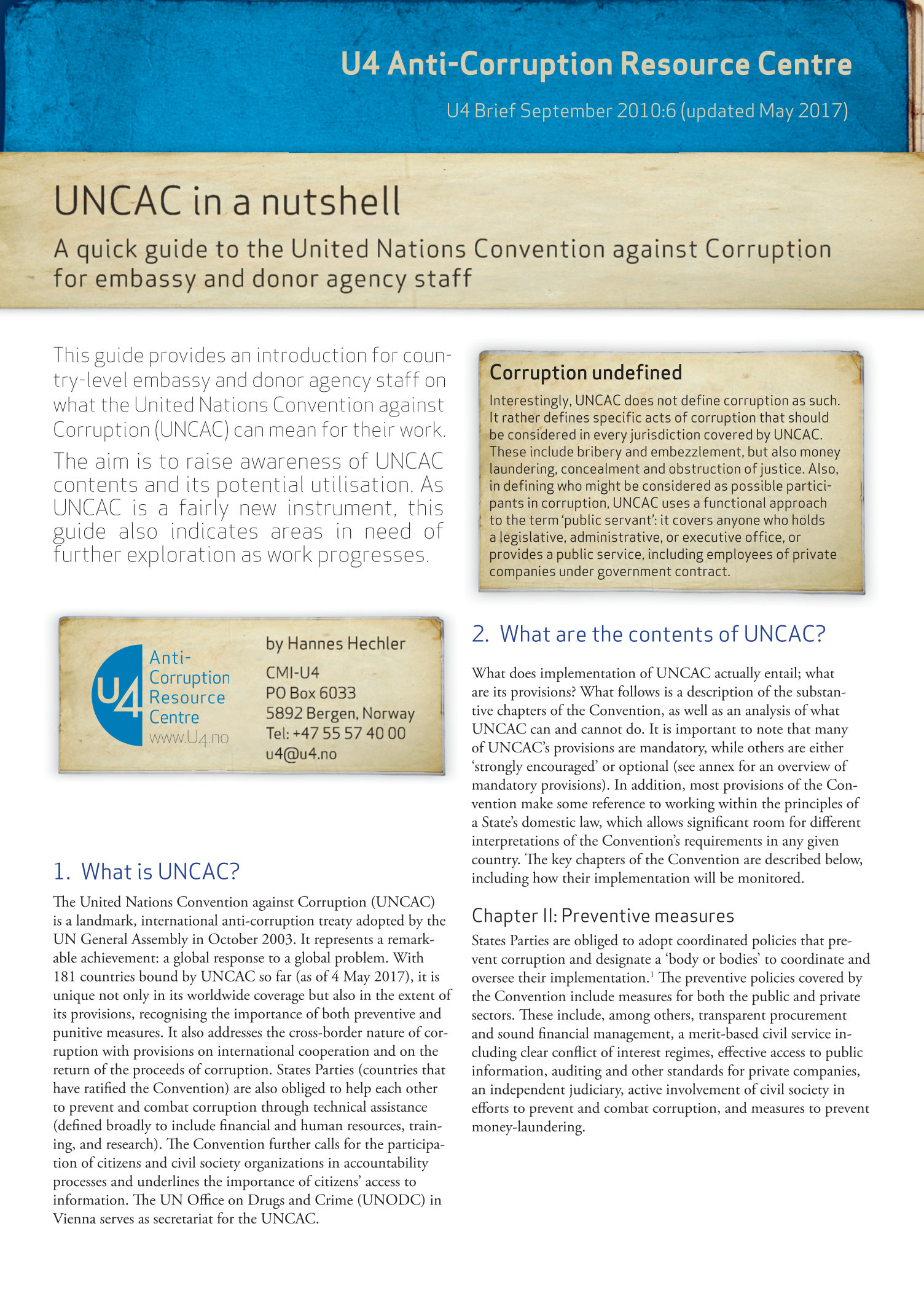 UNCAC in a nutshell
