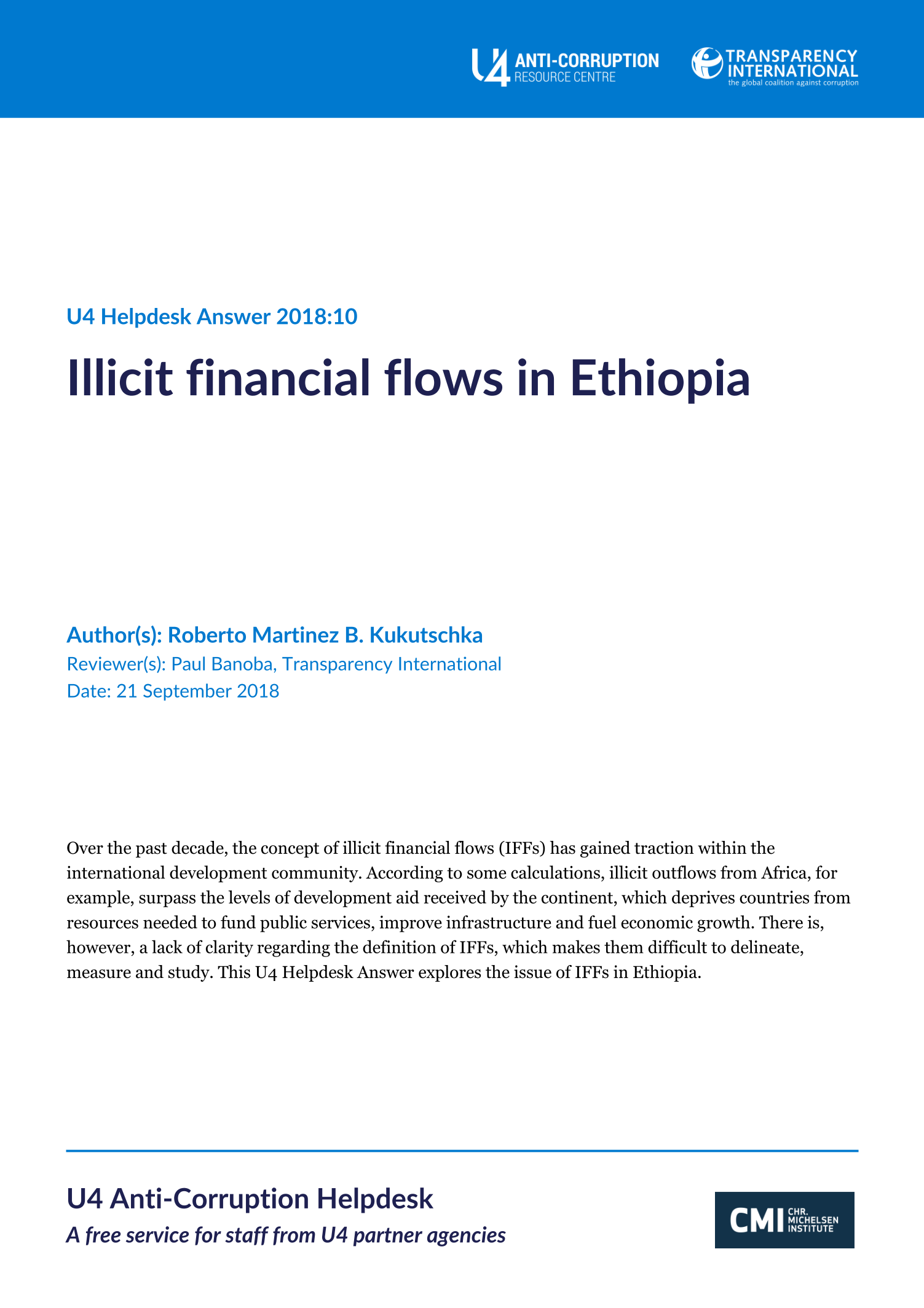 Illicit financial flows in Ethiopia