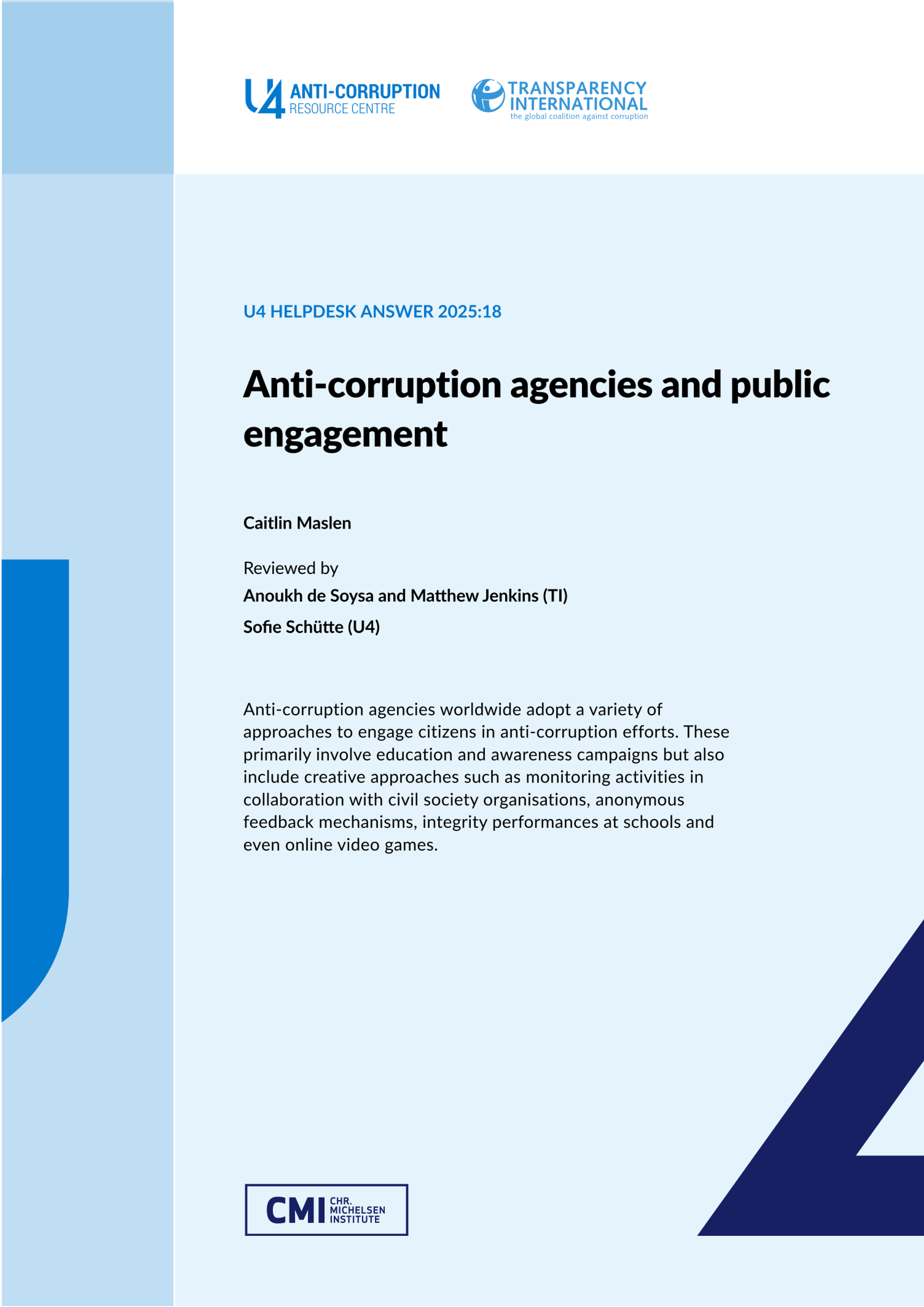Anti-corruption agencies and public engagement 