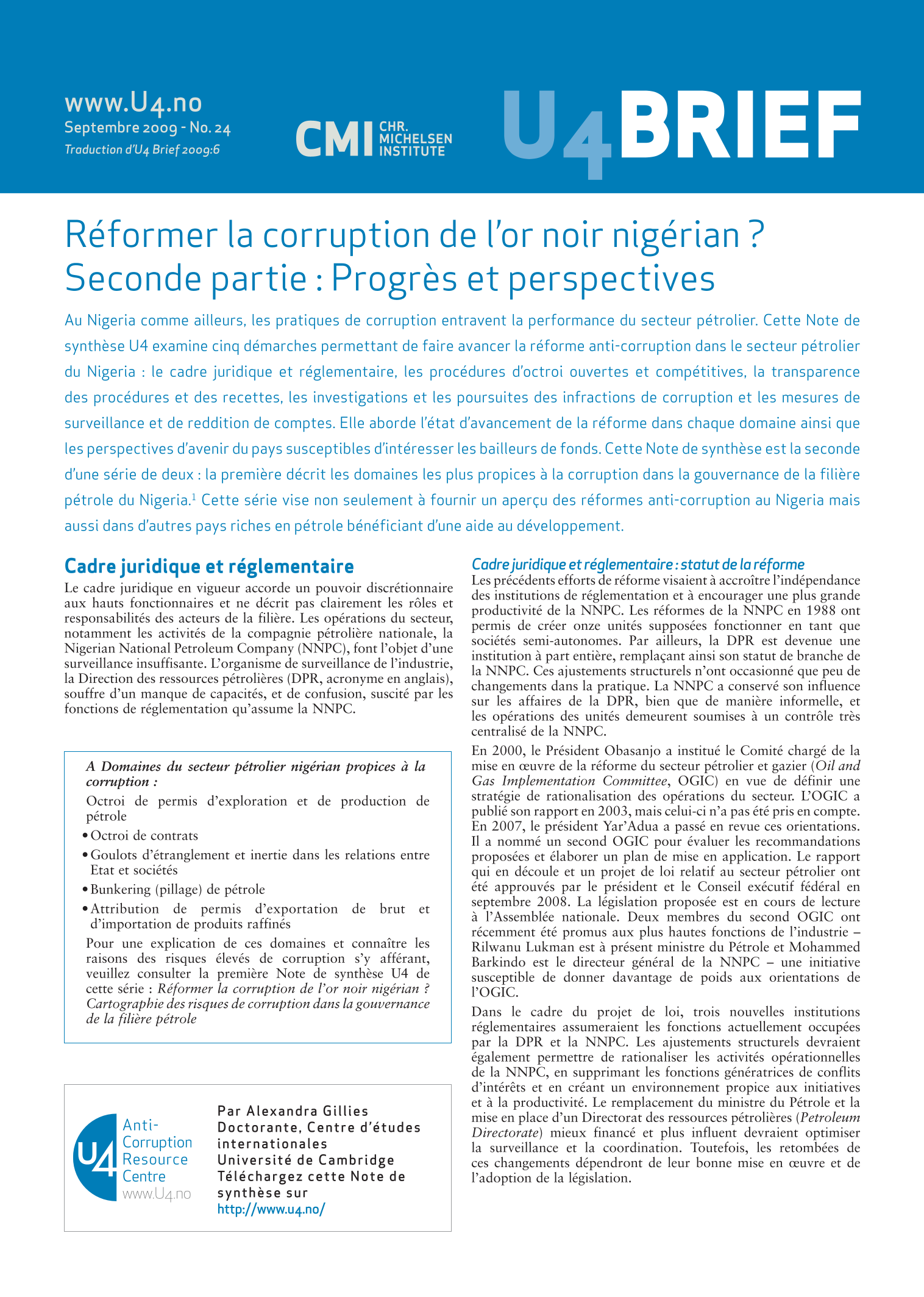 Réformer la corruption de l'or noir nigérian? Seconde partie: Progrès et perspectives